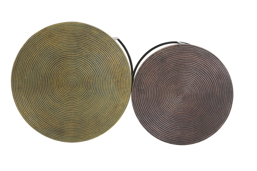 Talca Set of 2 Antique Copper & Bronze Round Side Tables Nest