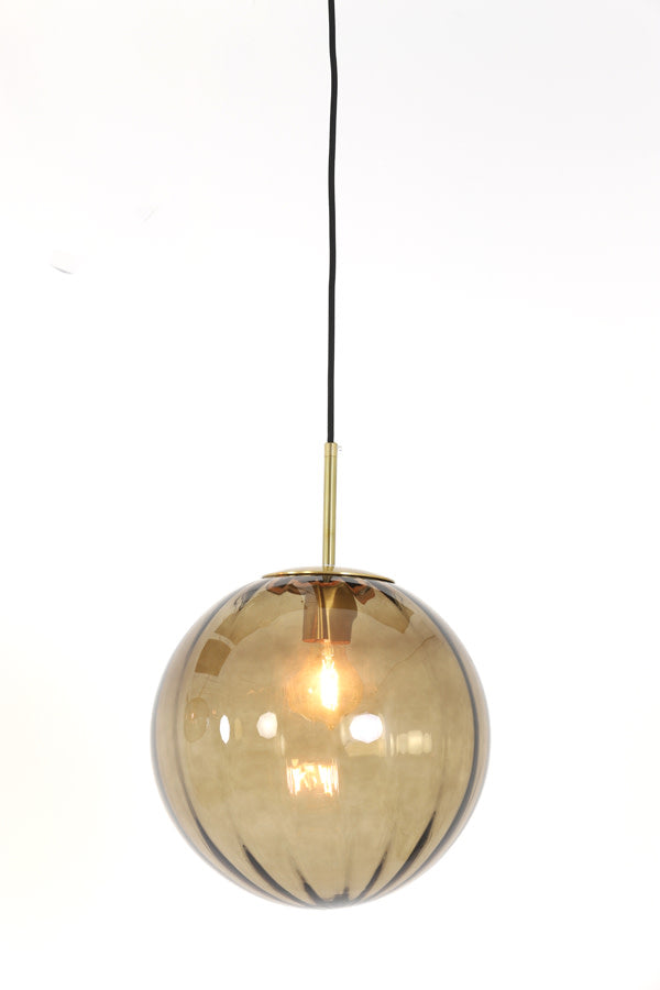 Magdala Brown Glass & Gold Pendant Light 30cm
