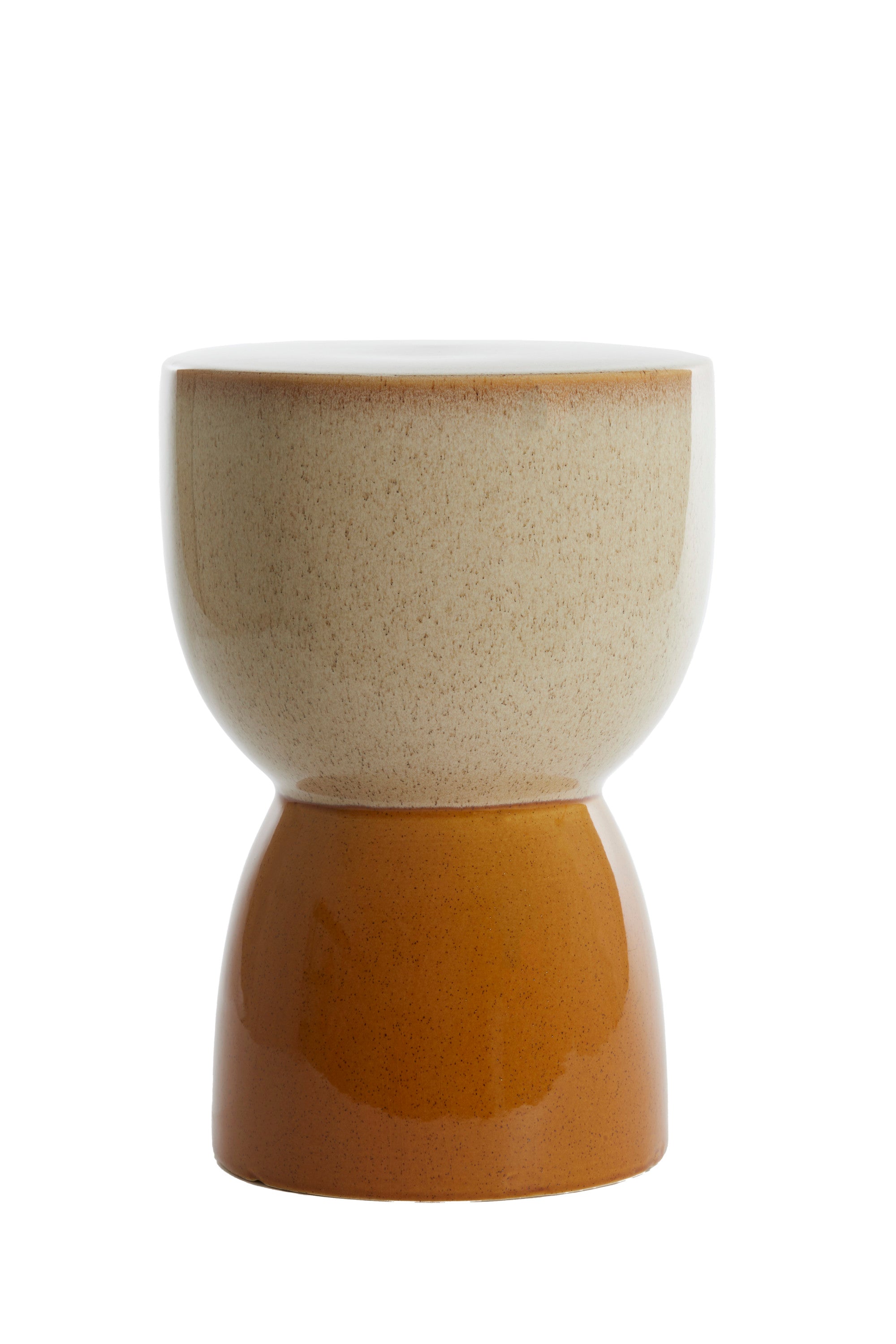 Finca Gloss Cream & Ochre Ceramic Round Side Table