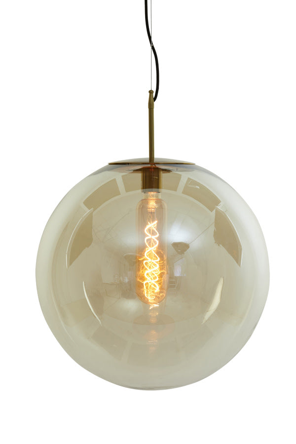 Medina Amber Glass & Gold Pendant Light 48cm