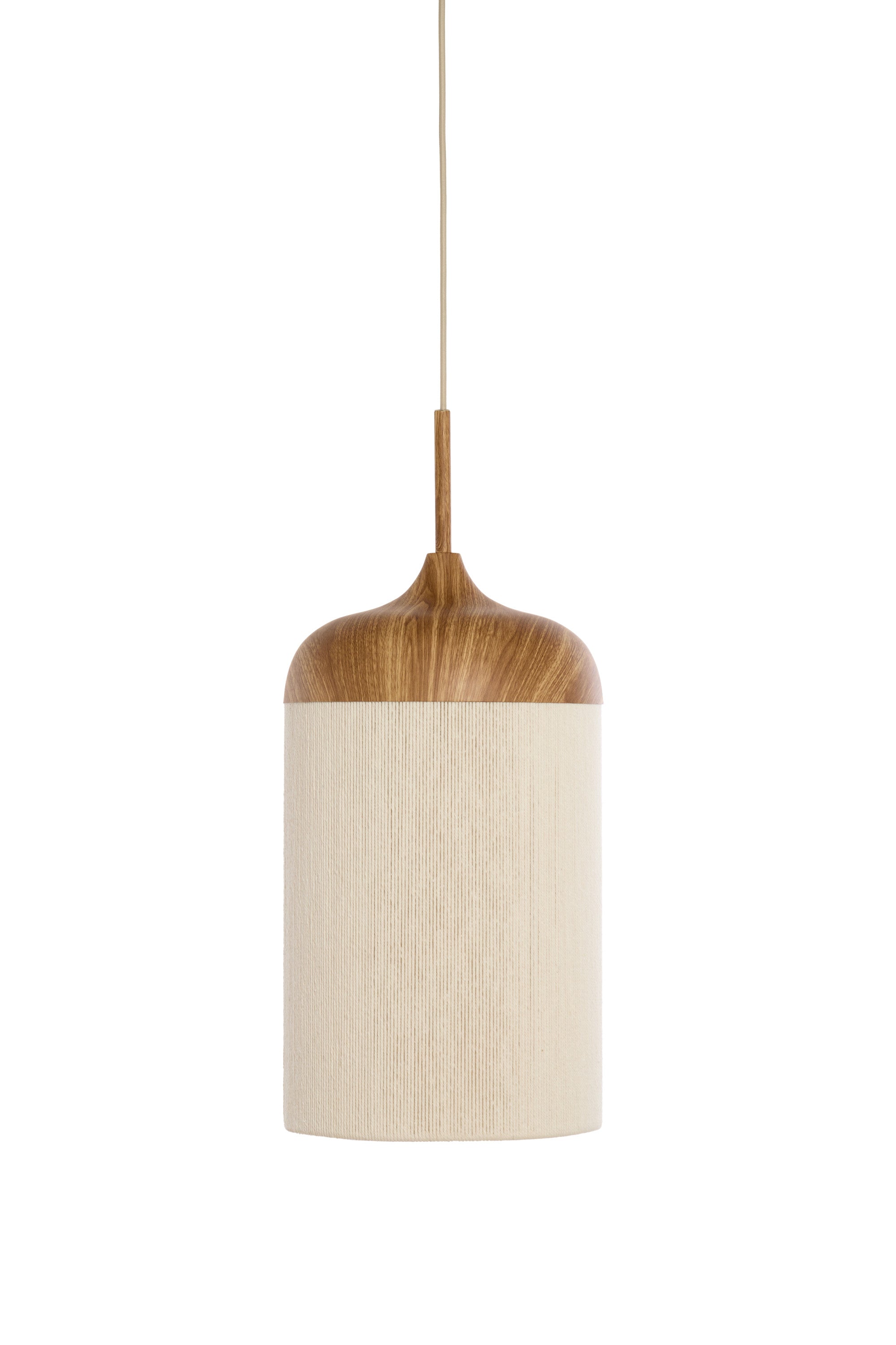 Dania Natural Wood Effect & Cream Rope Pendant Light 16cm