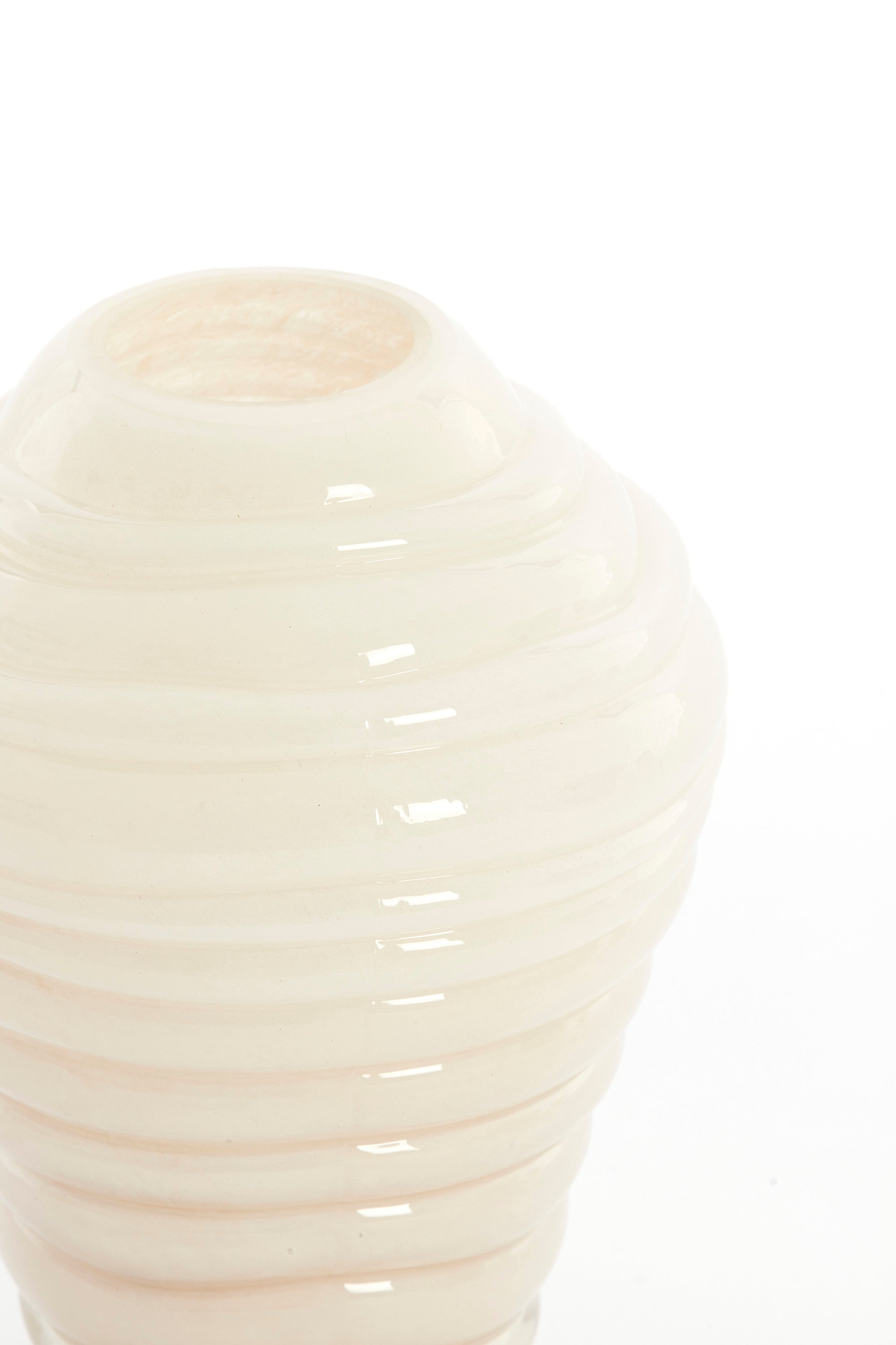 Fenlor Cream Ribbed Glass Vase