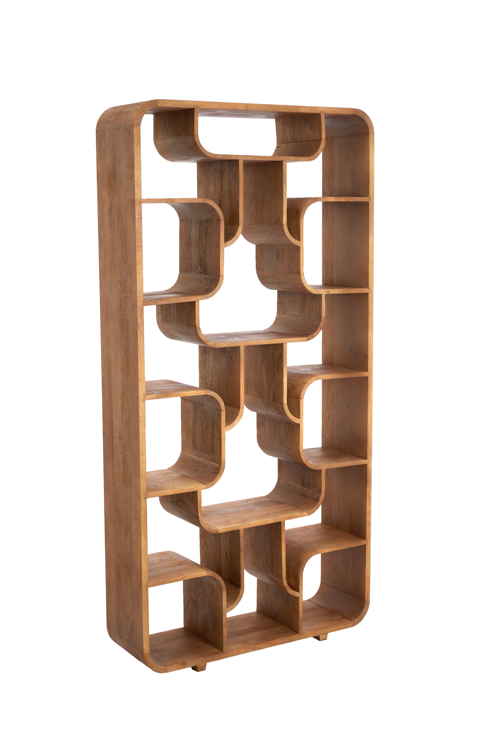 Labare Light Brown Wood Open Display Unit 200cm