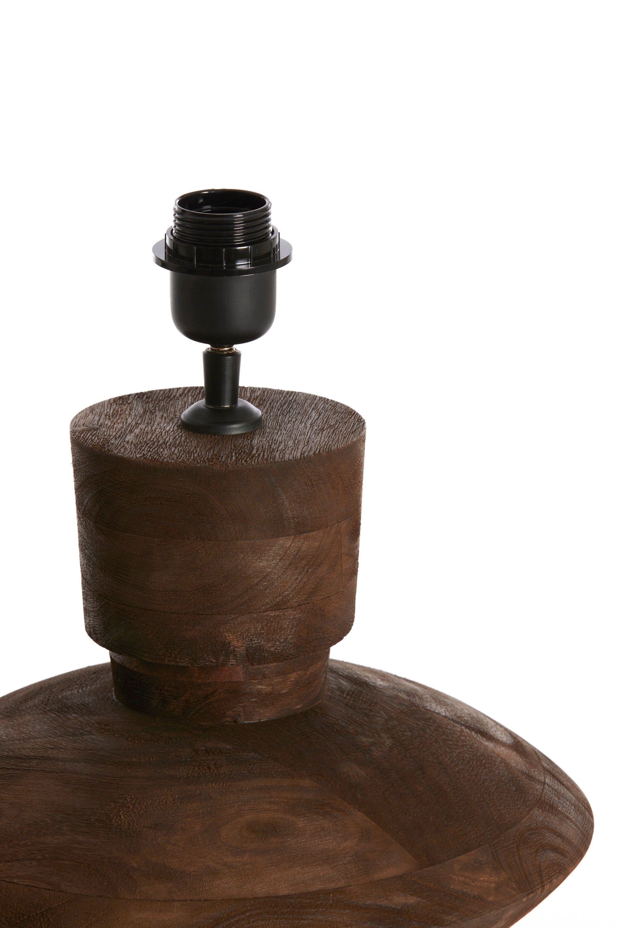 Fiera Matt Dark Brown Wood Table Lamp Base 31cm