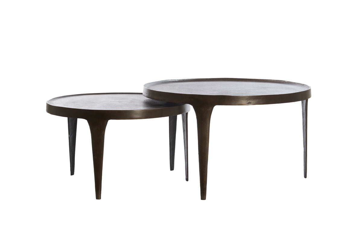 Tobias Set of 2 Dark Brown Metal Round Coffee Tables