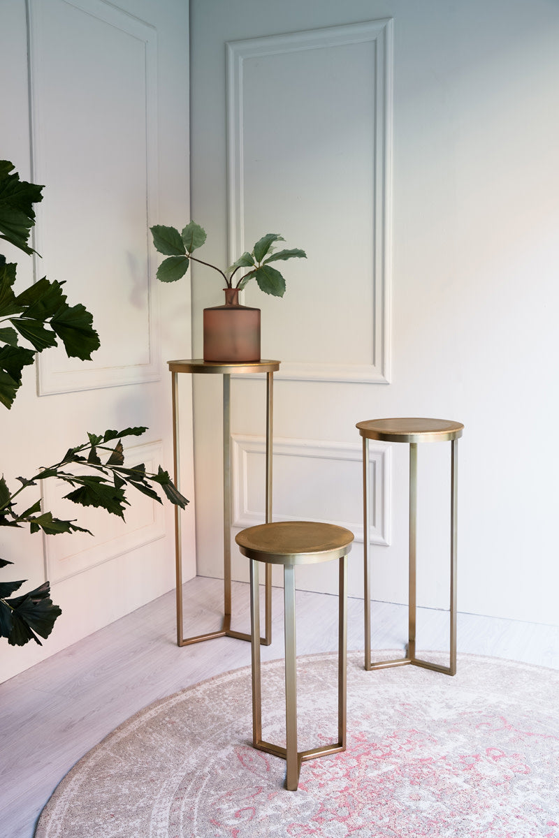 Retiro Light Gold Metal Plinth Side Table 60.5cm
