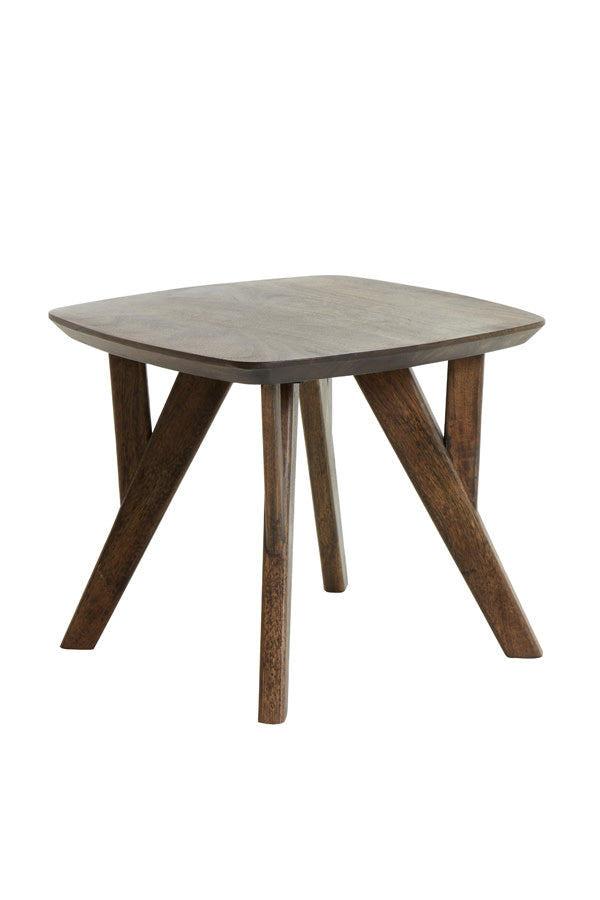 Quenza Brown Acacia Wood Square Side Table 36cm