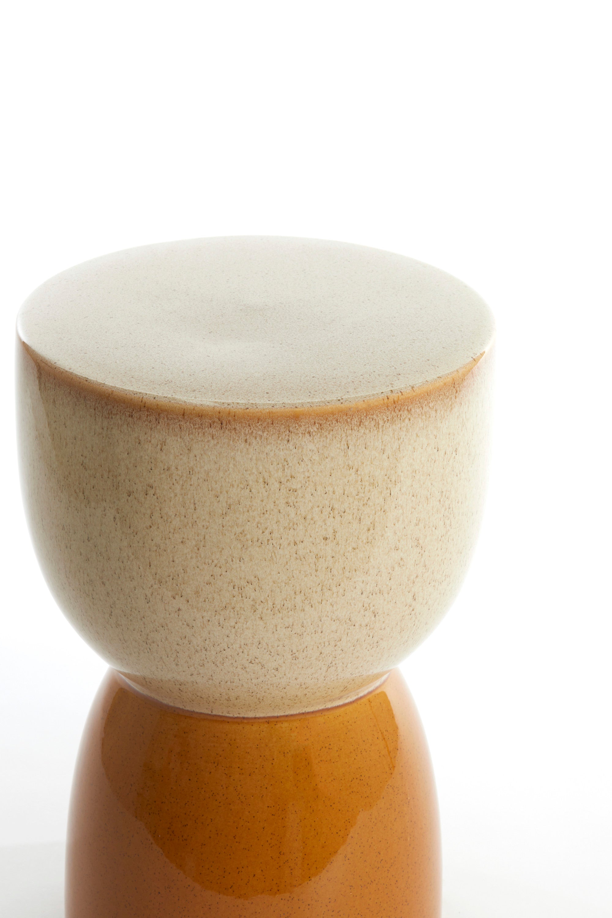 Finca Gloss Cream & Ochre Ceramic Round Side Table