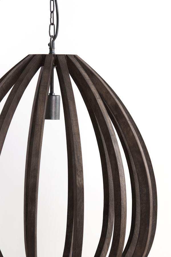 Barsia Dark Brown Wood Pendant Light 40cm