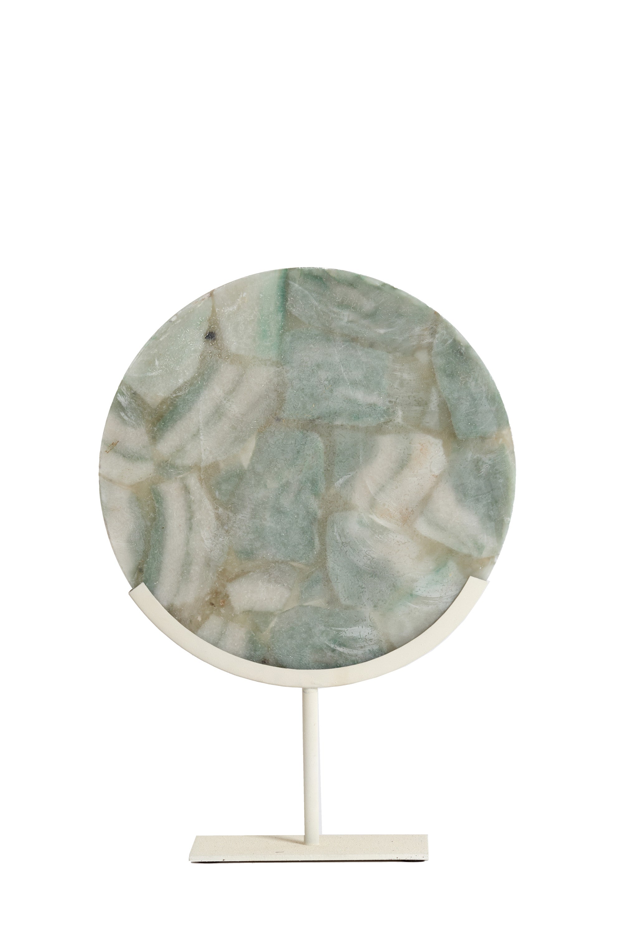Gouya Green & Cream Agate Ornament on Stand 50cm