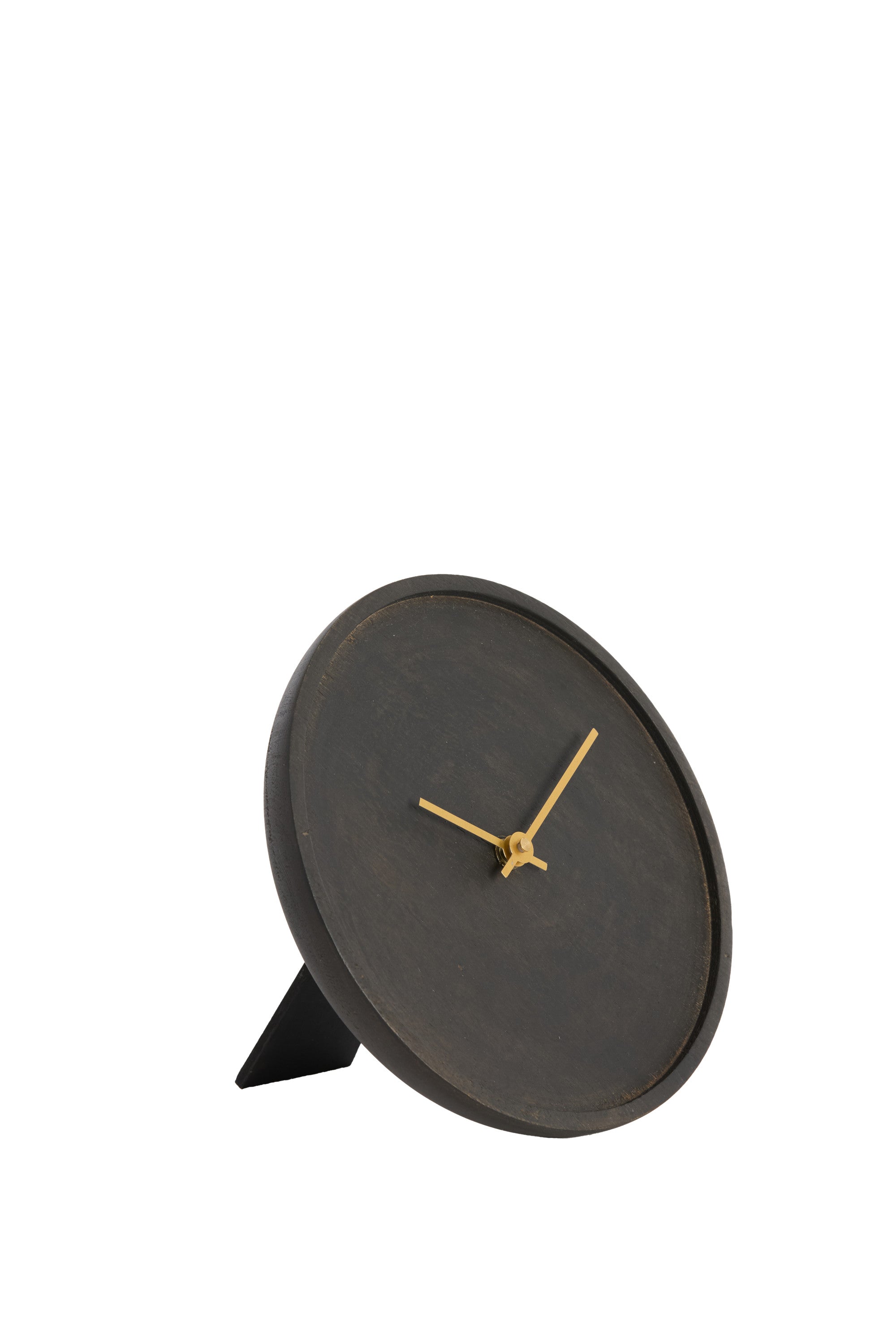Veti Dark Brown Mango Wood & Gold Table Clock 20cm