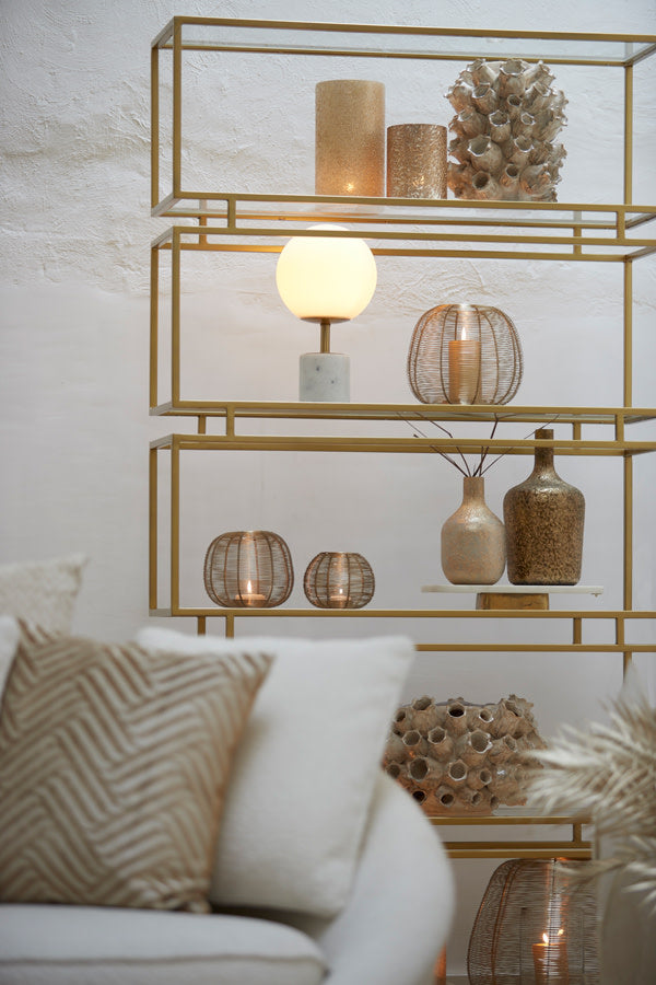 Medina Antique Bronze & Matt White Glass Table Lamp