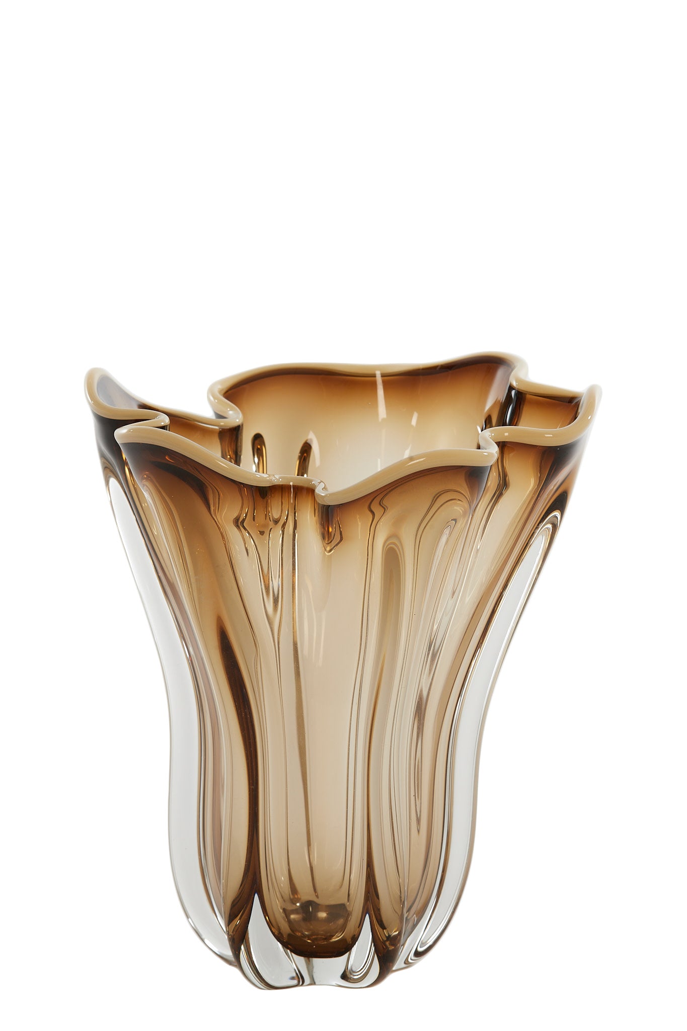 Kazuno Clear Brown/Grey/Cream Glass Vase 27cm