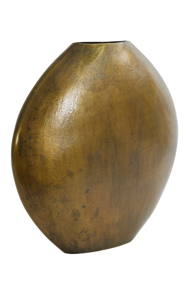 Positano Oval Flat Antique Bronze Metal Vase 53cm
