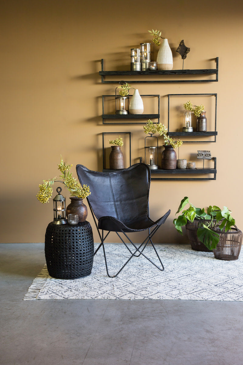 Maddison Matt Black Wood Wall Shelf 50cm