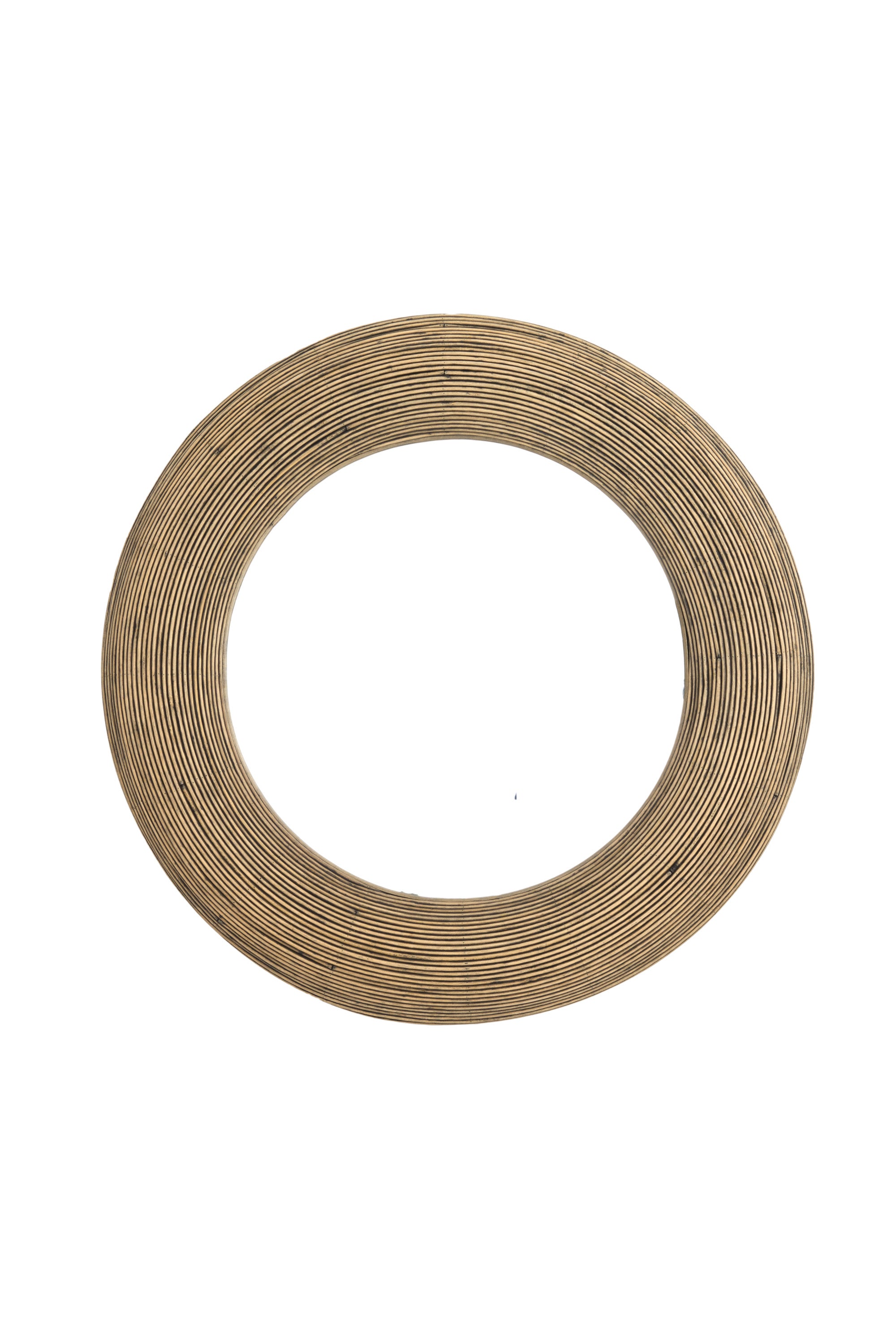 Piedre Brown Rattan Round Wall Mirror 71cm