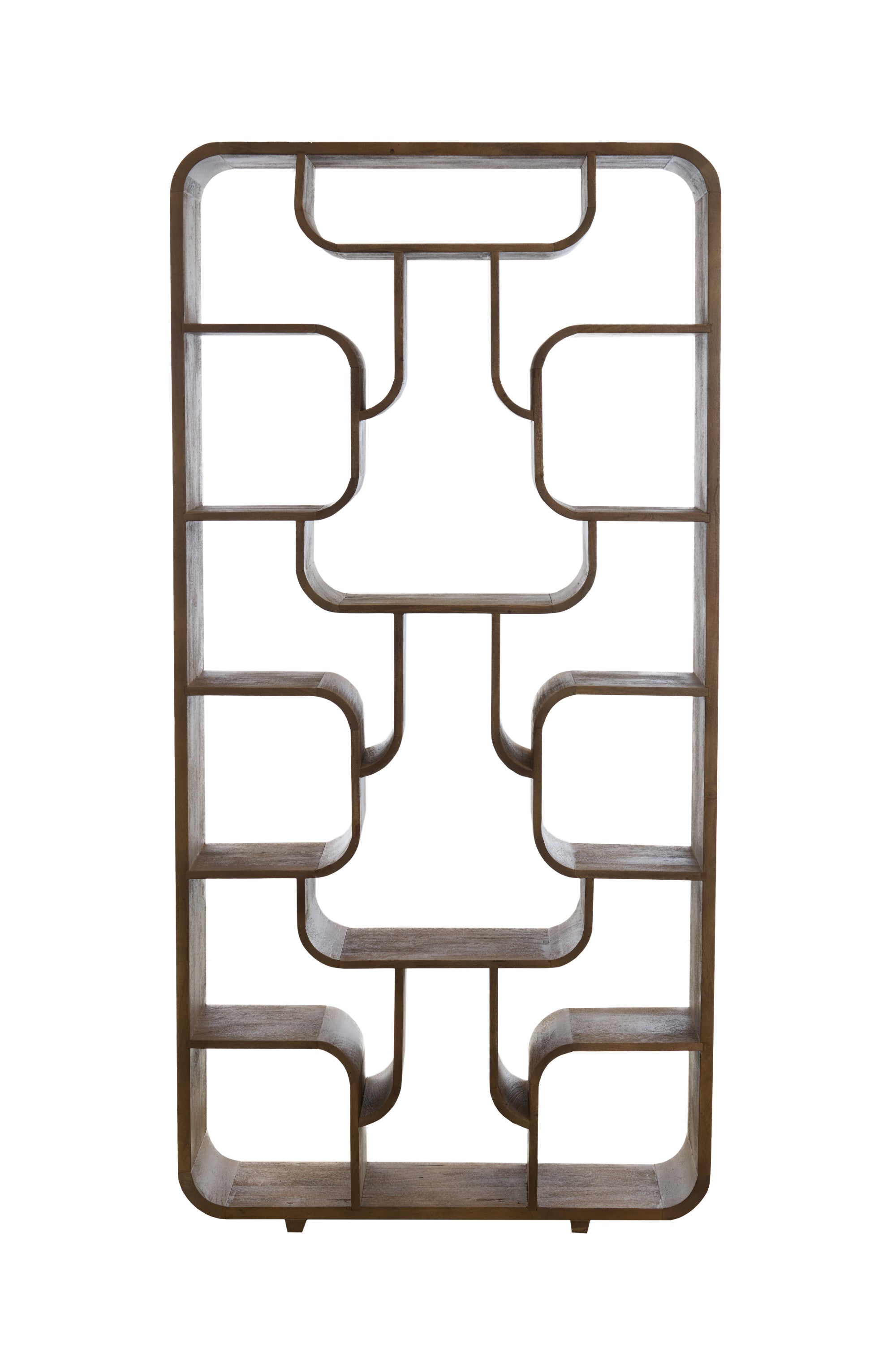 Labare Grey/Dark Brown Wood Open Display Unit 200cm