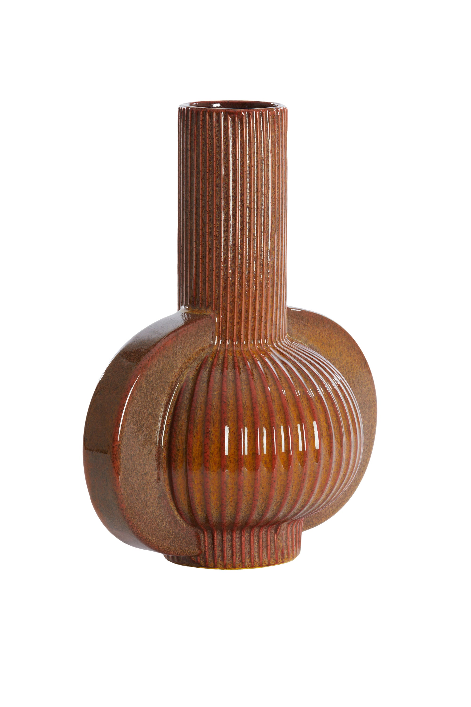 Melnik Cognac Brown Ceramic Vase 38.5cm