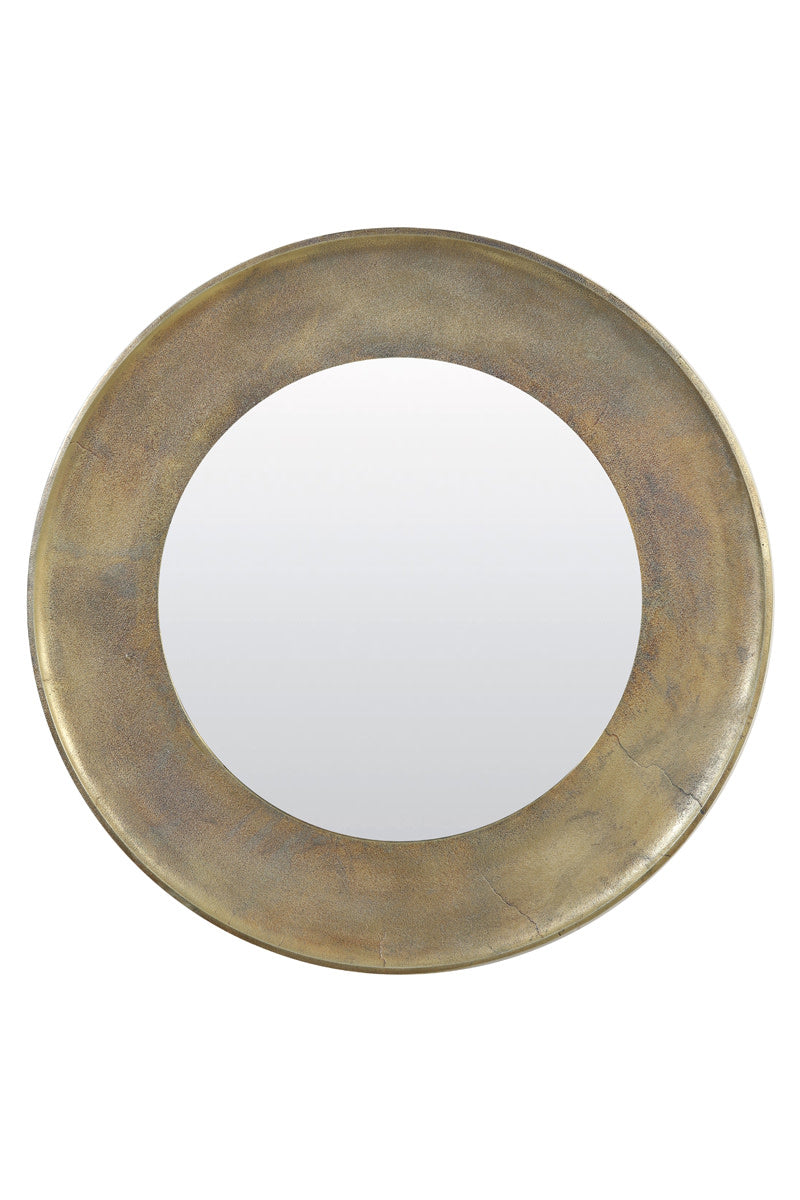 Sana Antique Bronze Metal Round Mirror 88cm