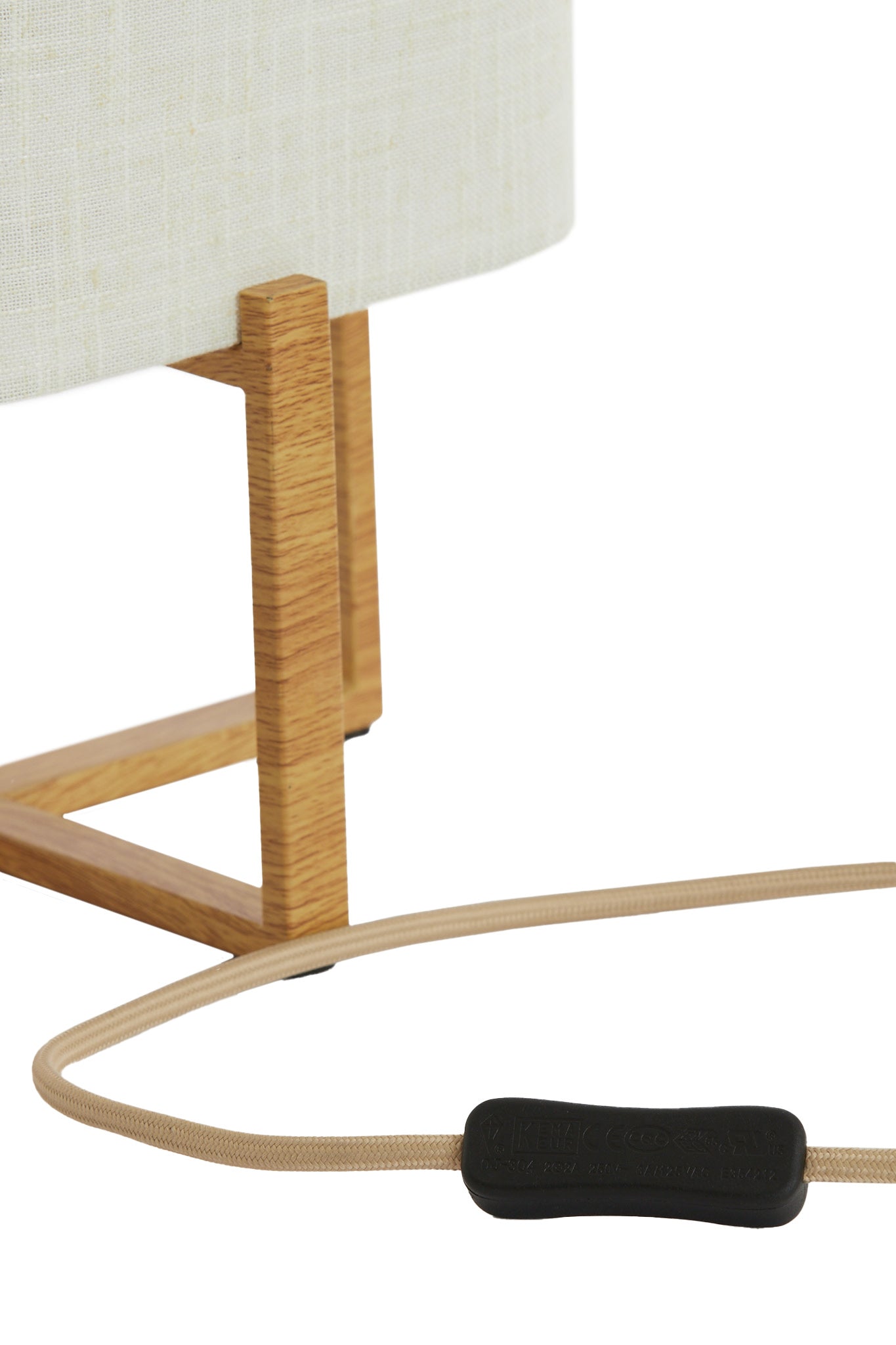 Wyn Natural Wood Effect & Cream Linen Table Lamp 39cm