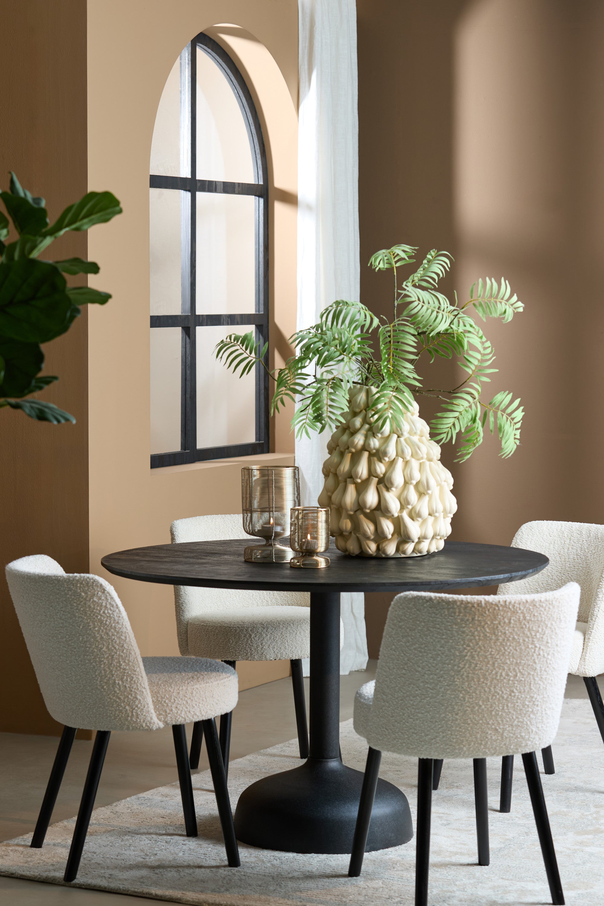 Tunja Matt Black Wood Round Dining Table 120cm