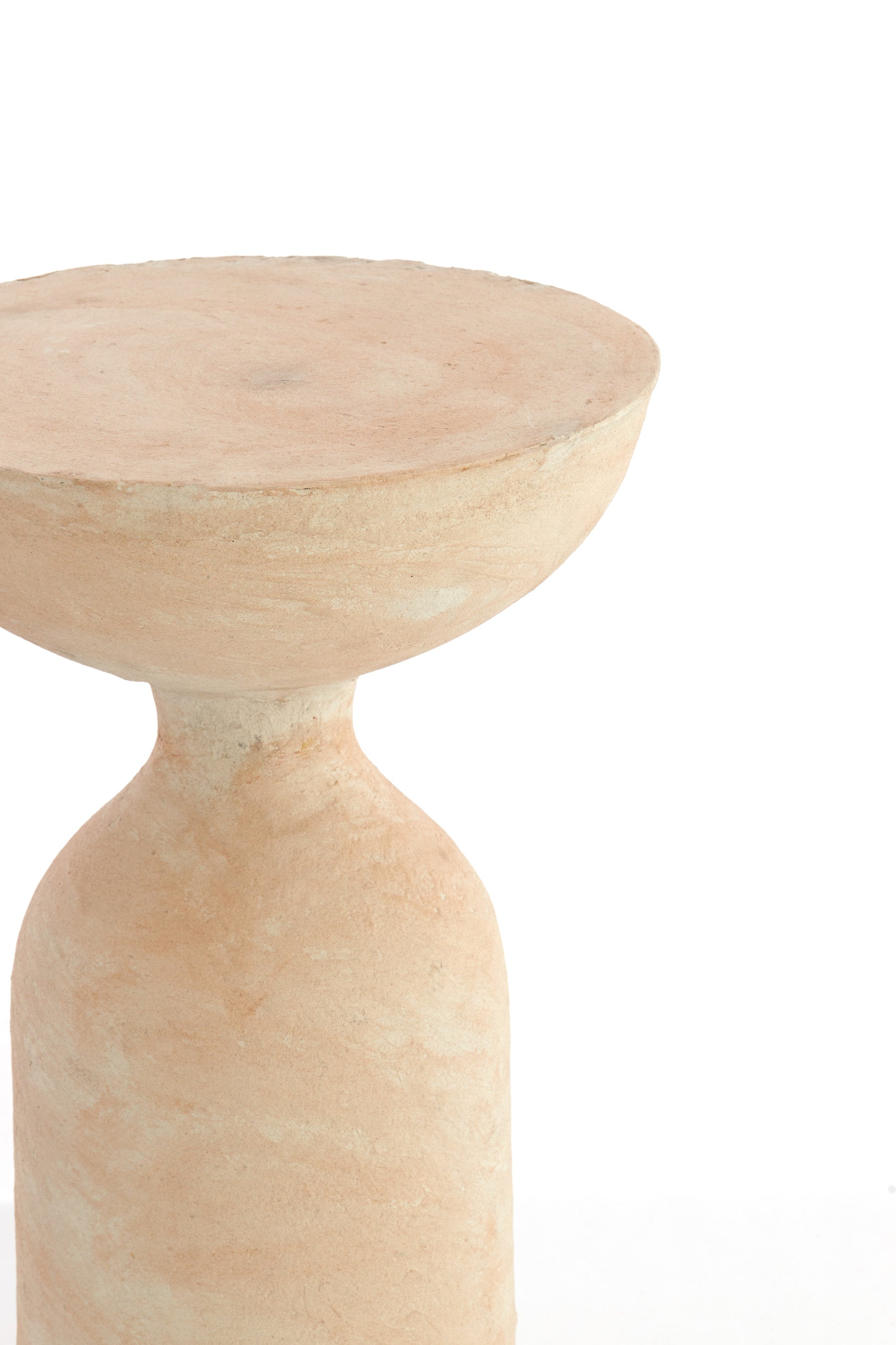 Murla Beige Papier Mâché Round Side Table
