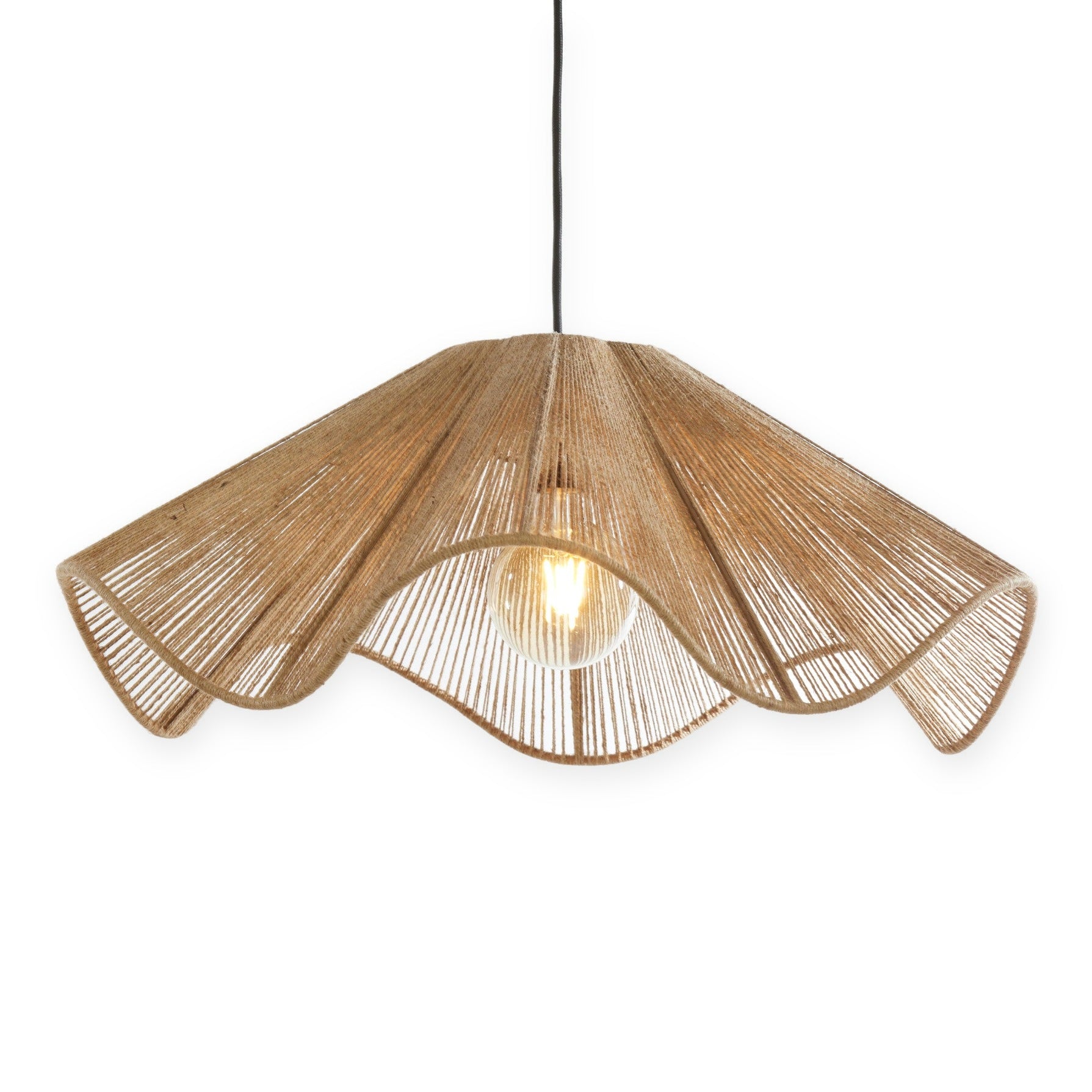 Fodara Natural Jute Ruffled Pendant Light 60cm