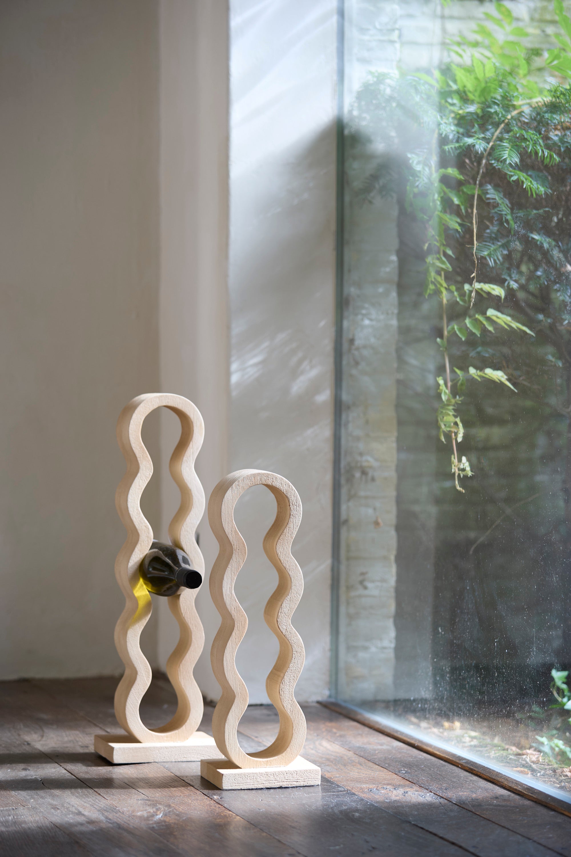 Edolo Matt Natural Wood 4 Bottle Wine Rack