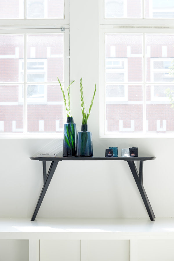 Quenza Matt Black Acacia Wood Console Table