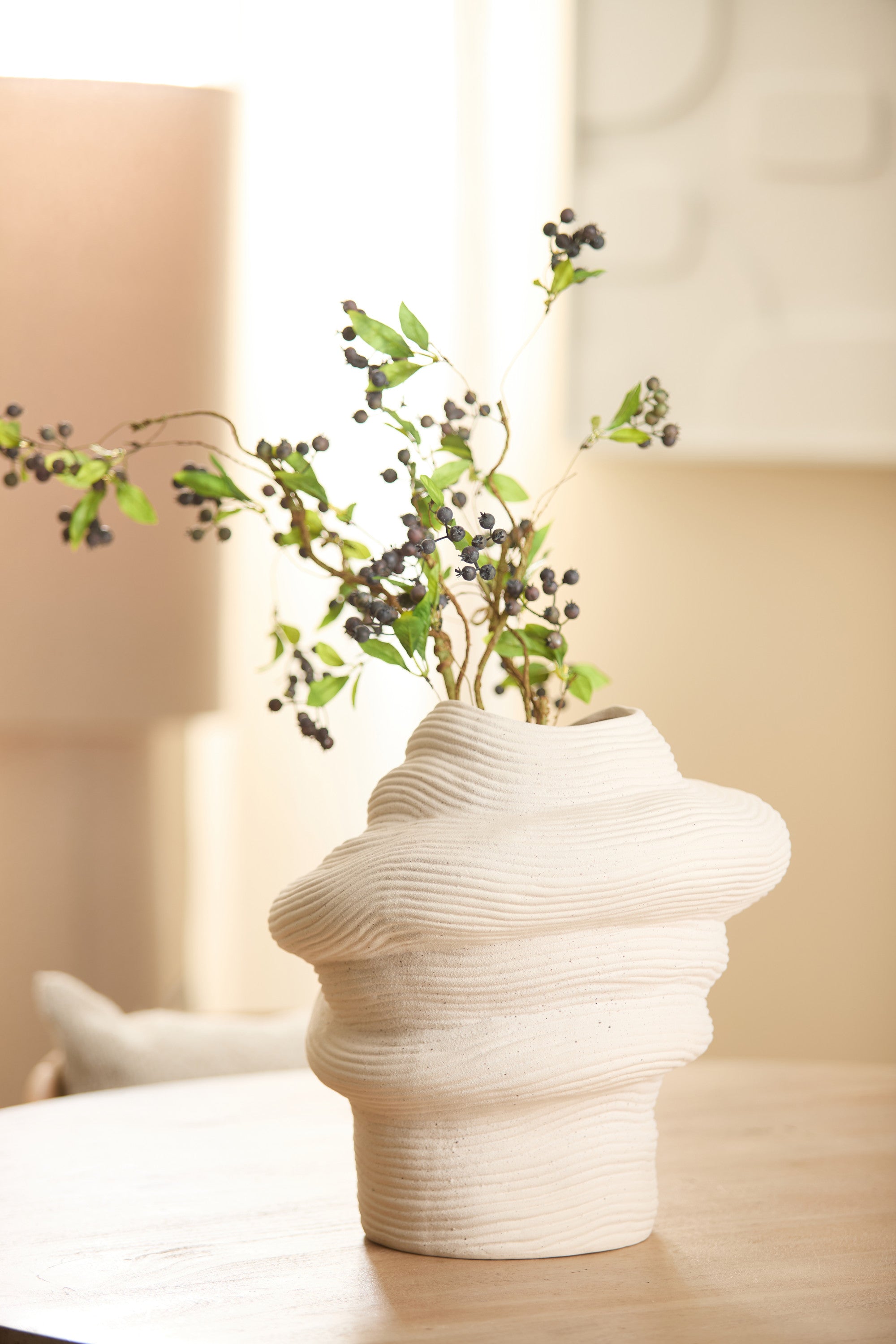 Luzz Matt Cream Sculptural Ceramic Vase