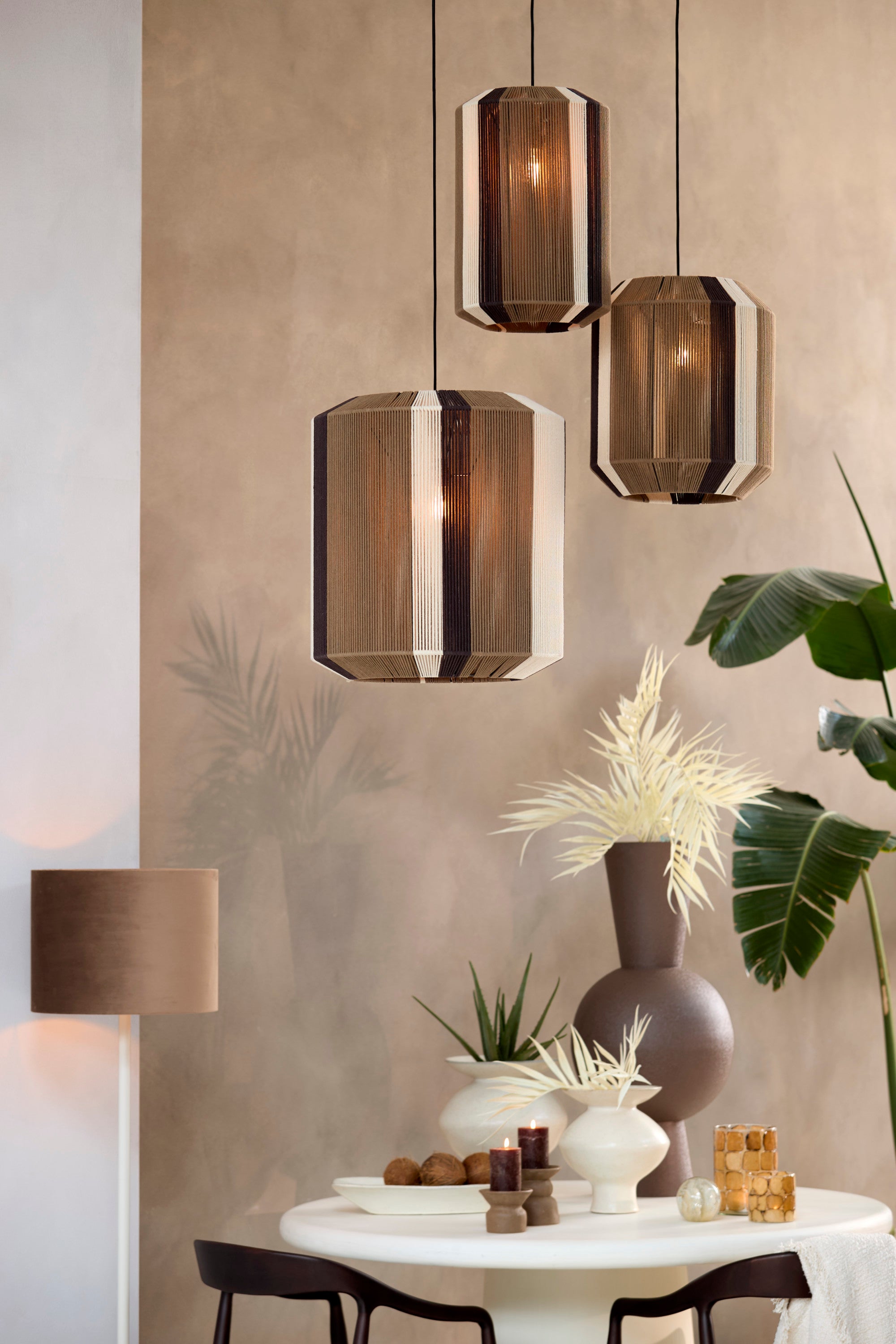 Kozana Brown & Cream Pendant Light 48cm