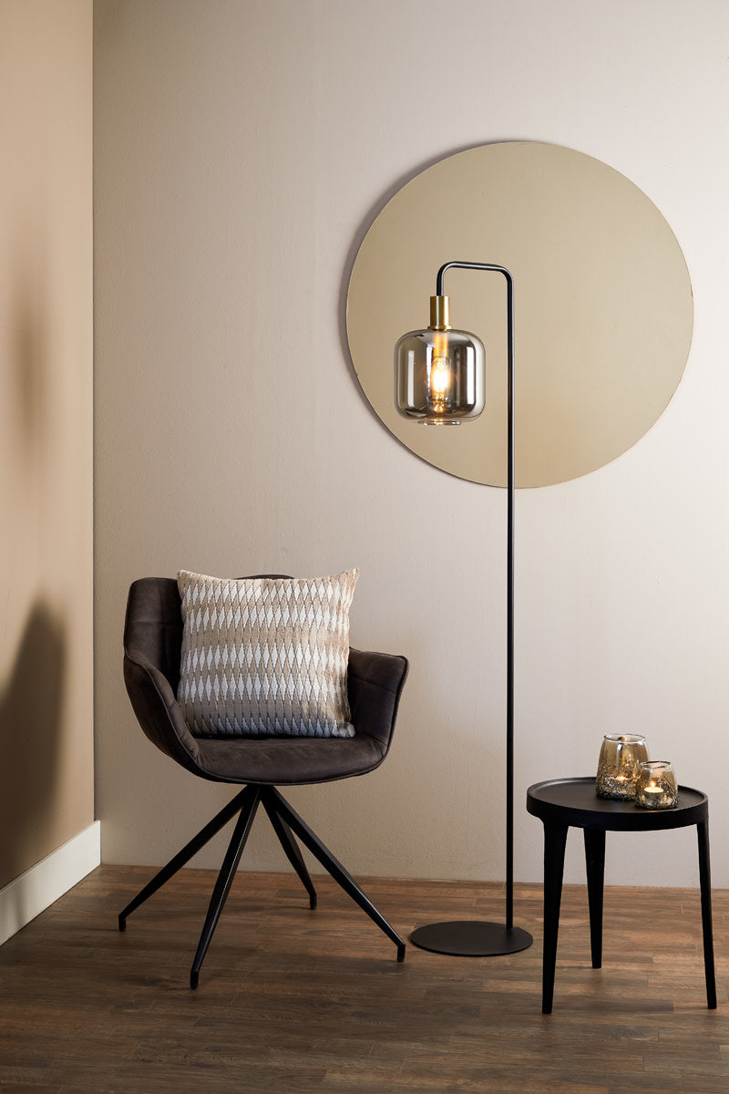 Lekar Antique Bronze & Smoked Glass Floor Lamp