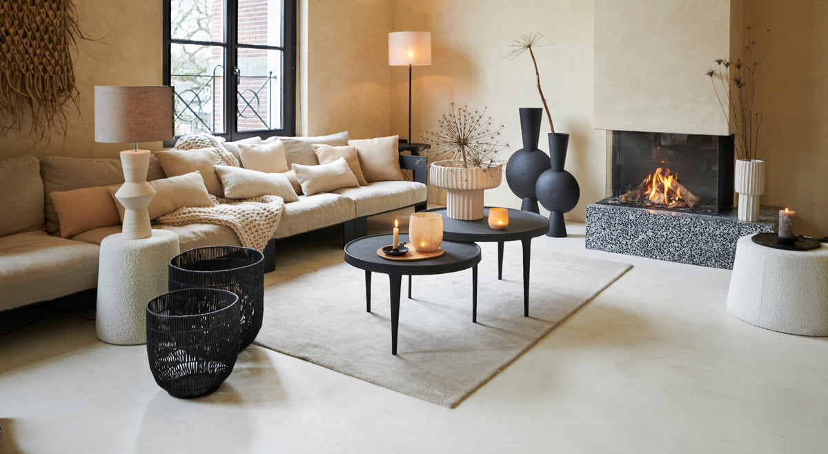 Tobias Set of 2 Black Metal Round Coffee Tables