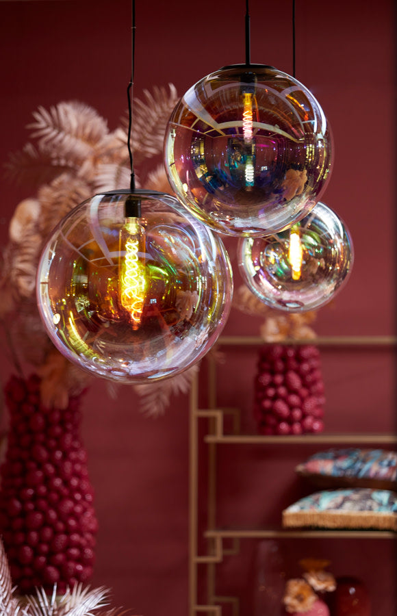 Medina Rainbow Glass & Black Pendant Light 40cm