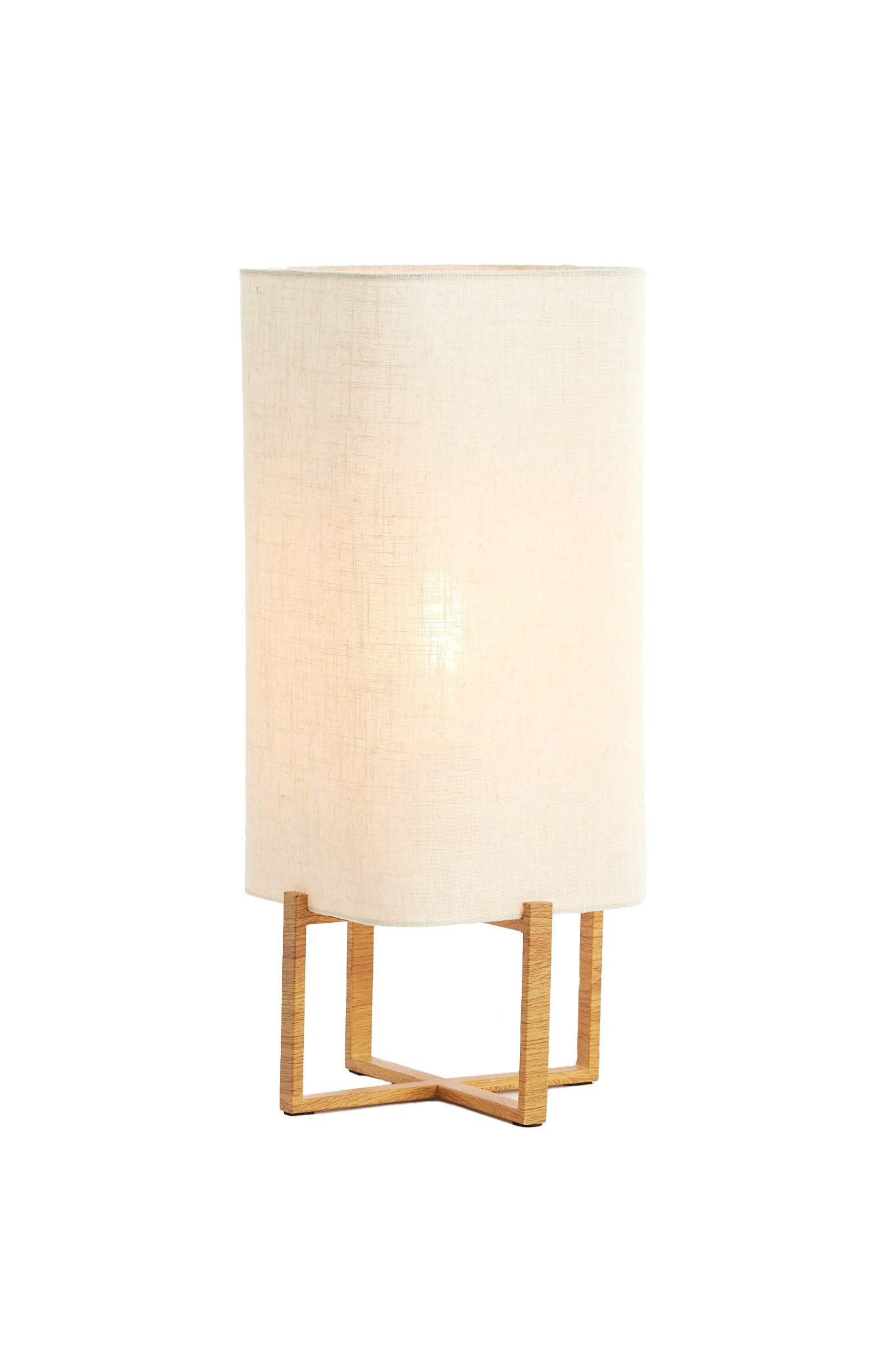 Wyn Natural Wood Effect & Cream Linen Table Lamp 50.5cm