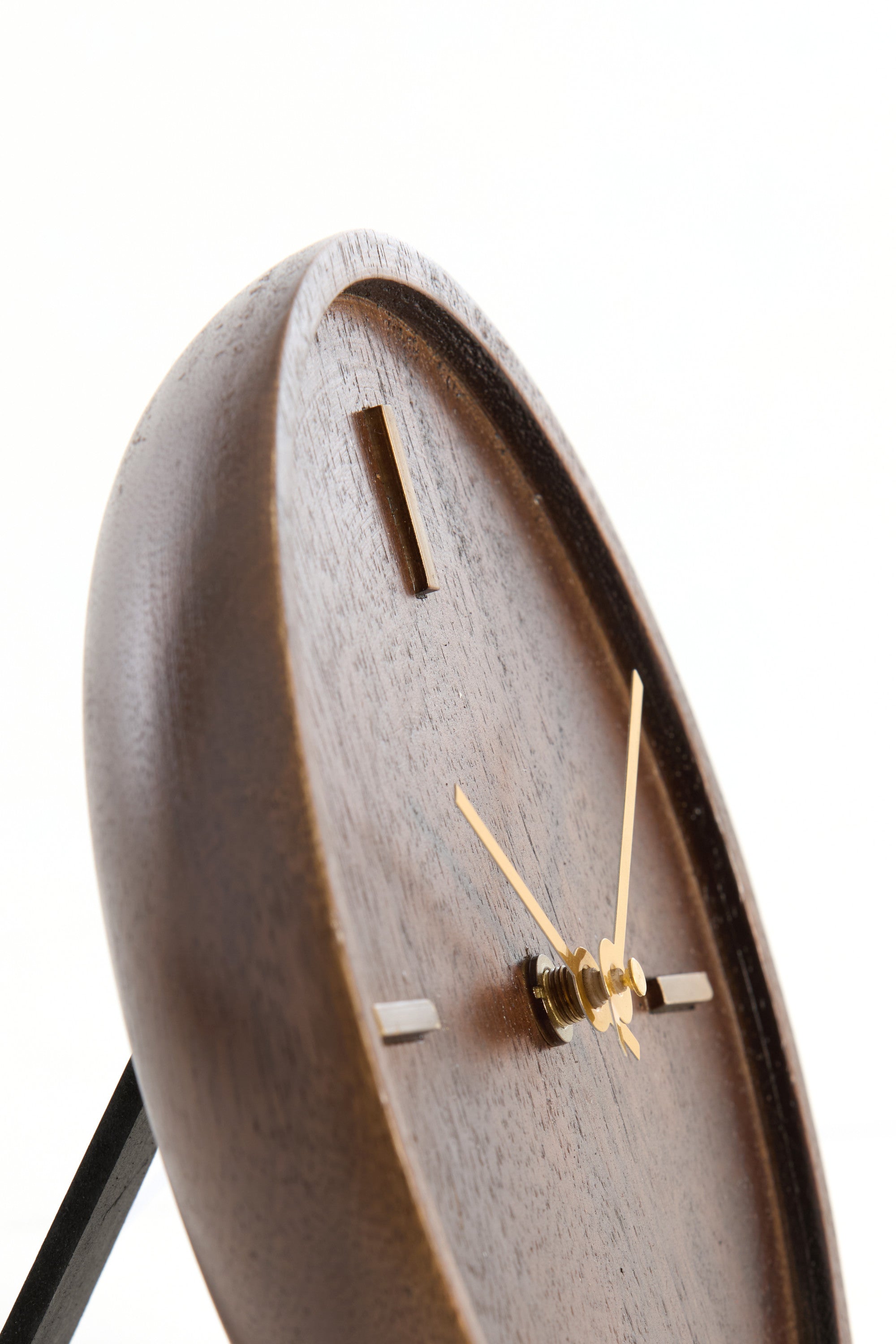 Veti Brown Mango Wood & Gold Table Clock 15cm