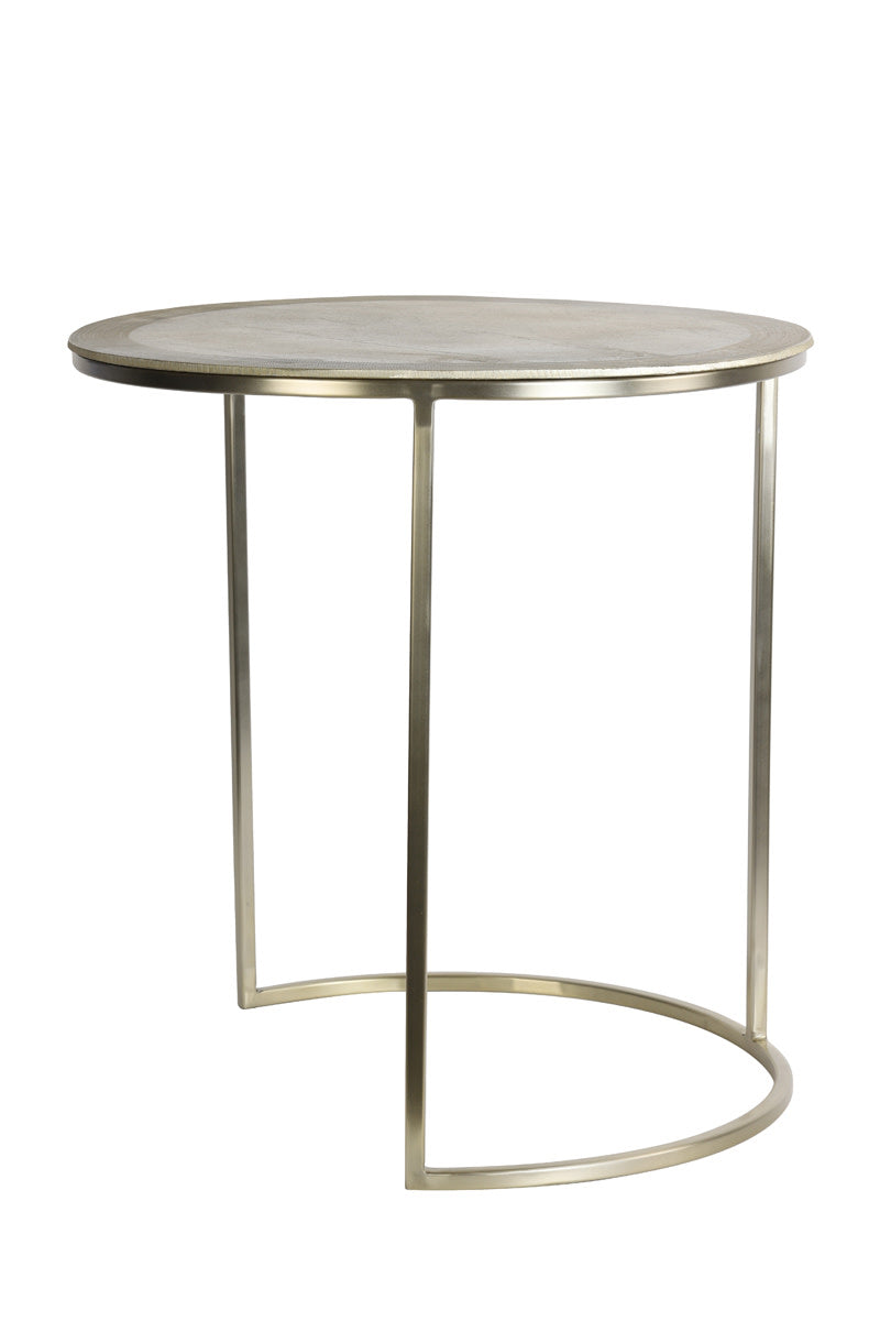 Talca Set of 2 Light Gold Metal Round Side Tables Nest