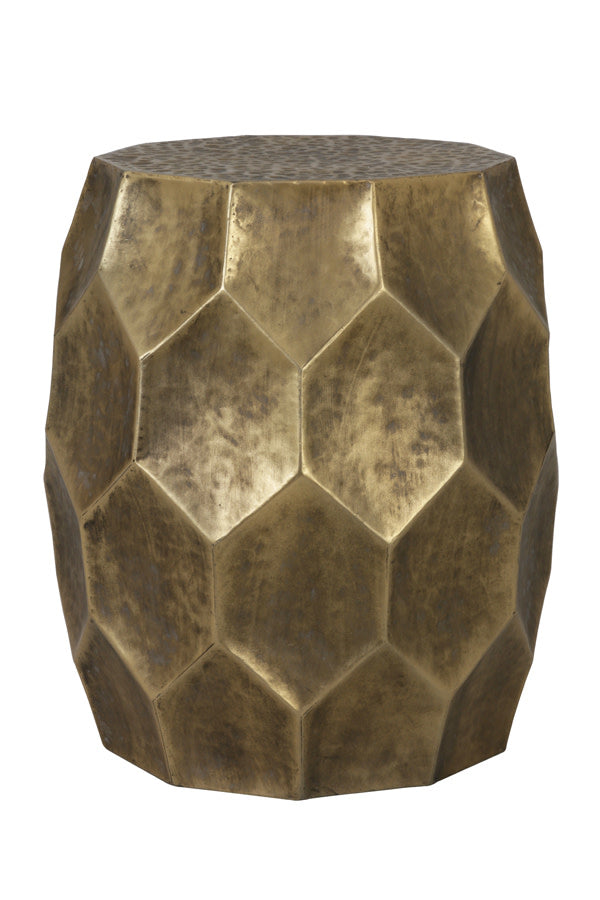 Kalan Antique Gold Geometric Metal Round Side Table