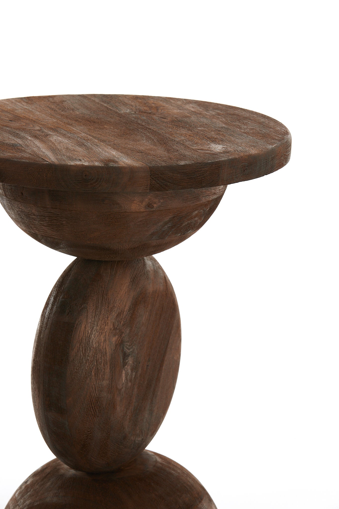 Mirto Matt Dark Brown Wood Round Side Table