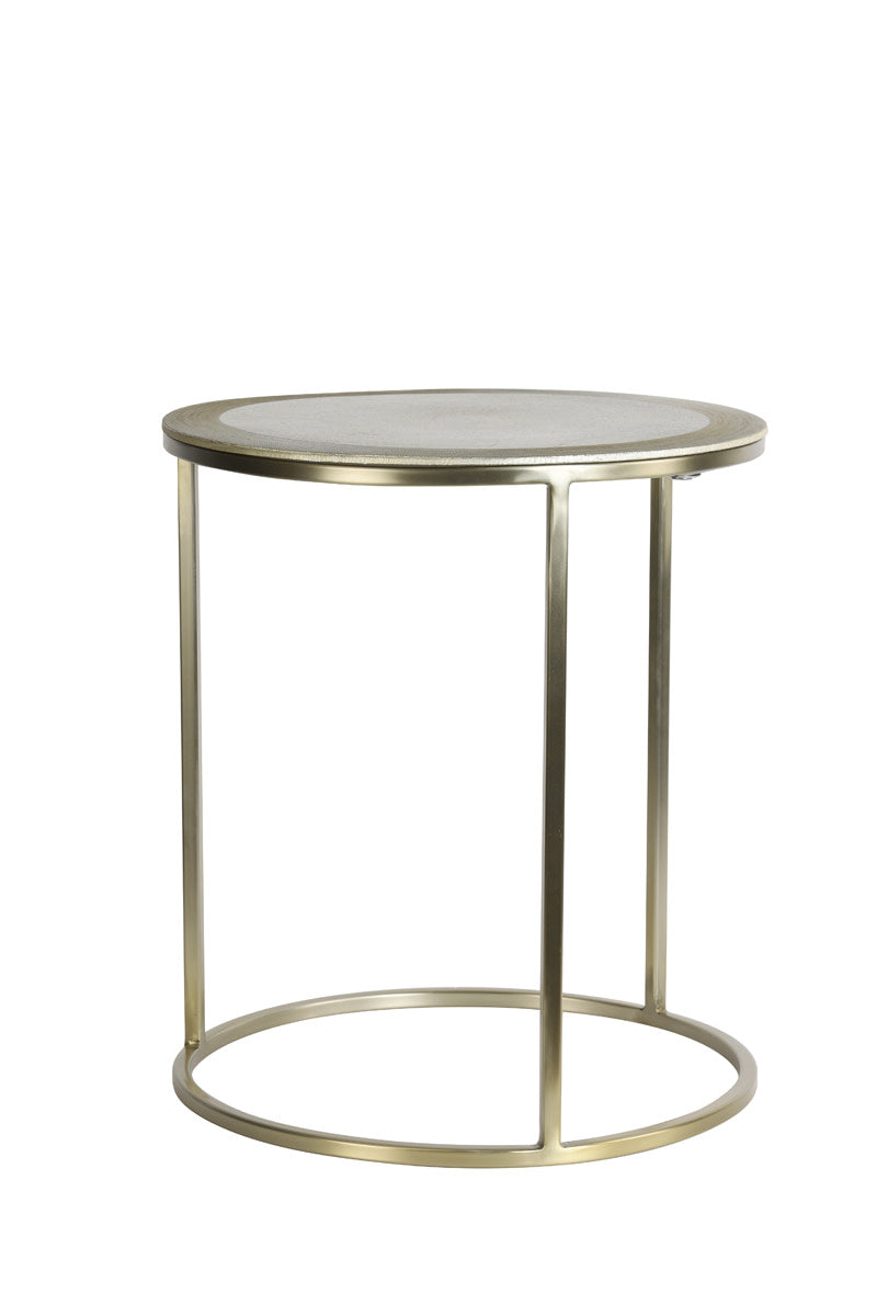Talca Set of 2 Light Gold Metal Round Side Tables Nest