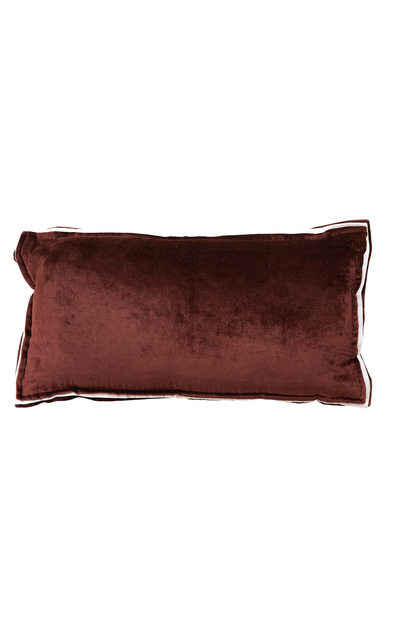 Baxley Dark Brown Velvet & Natural Linen Rectangular Cushion 60x30cm