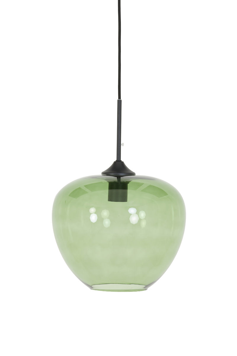 Mayson Green Glass & Matt Black Pendant Light 30cm