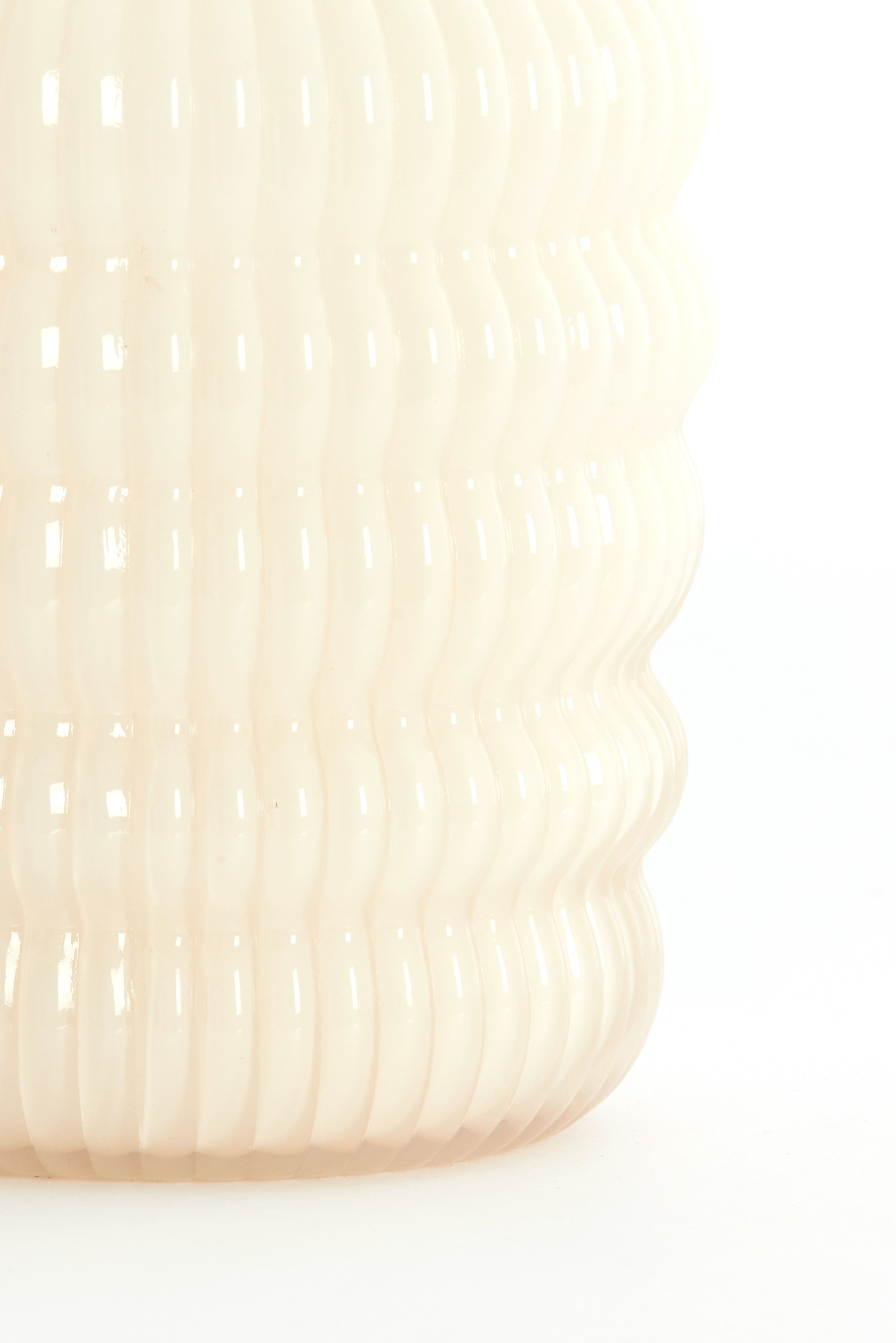 Lunette Cream Ribbed Glass Vase