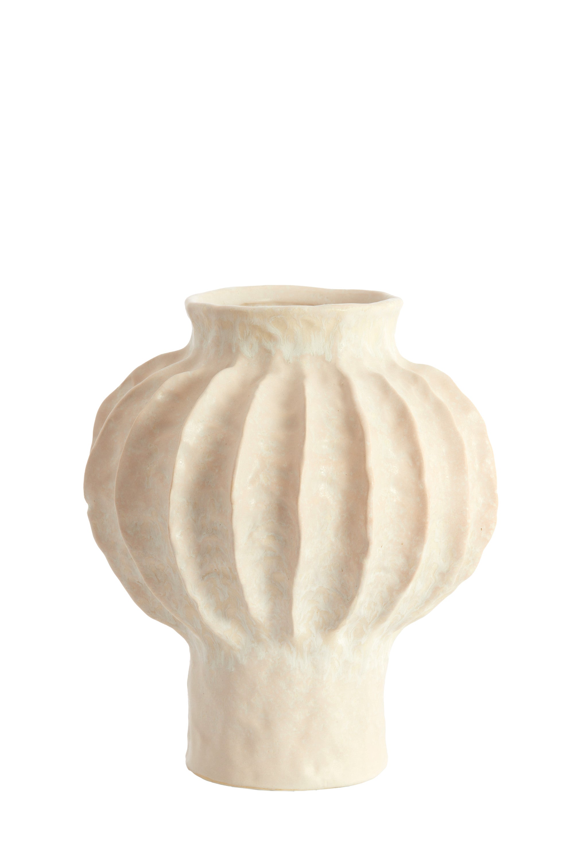 Hakone Cream Ribbed Ceramic Vase