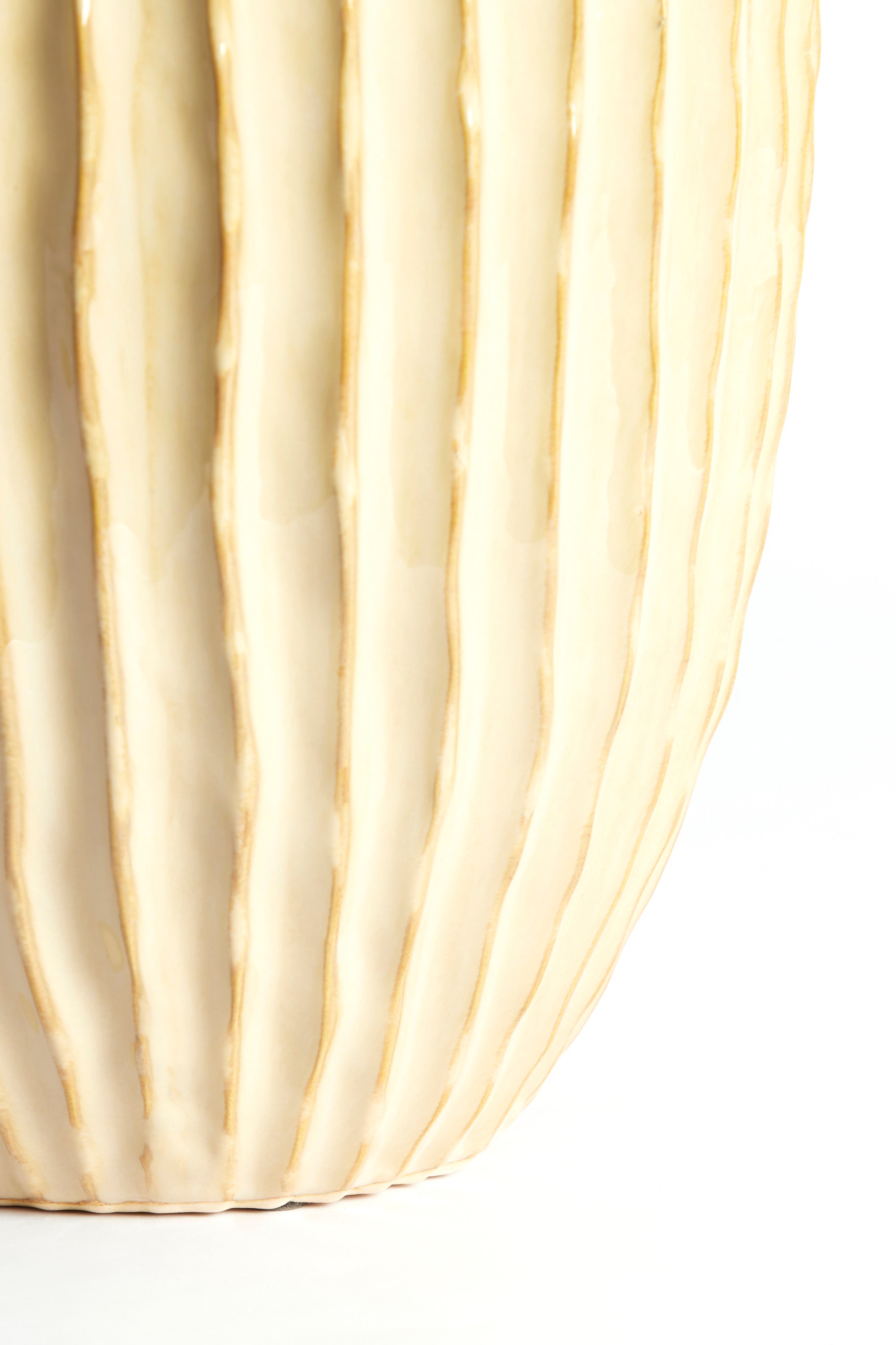 Talea Sand/Beige Ribbed Ceramic Vase 28cm
