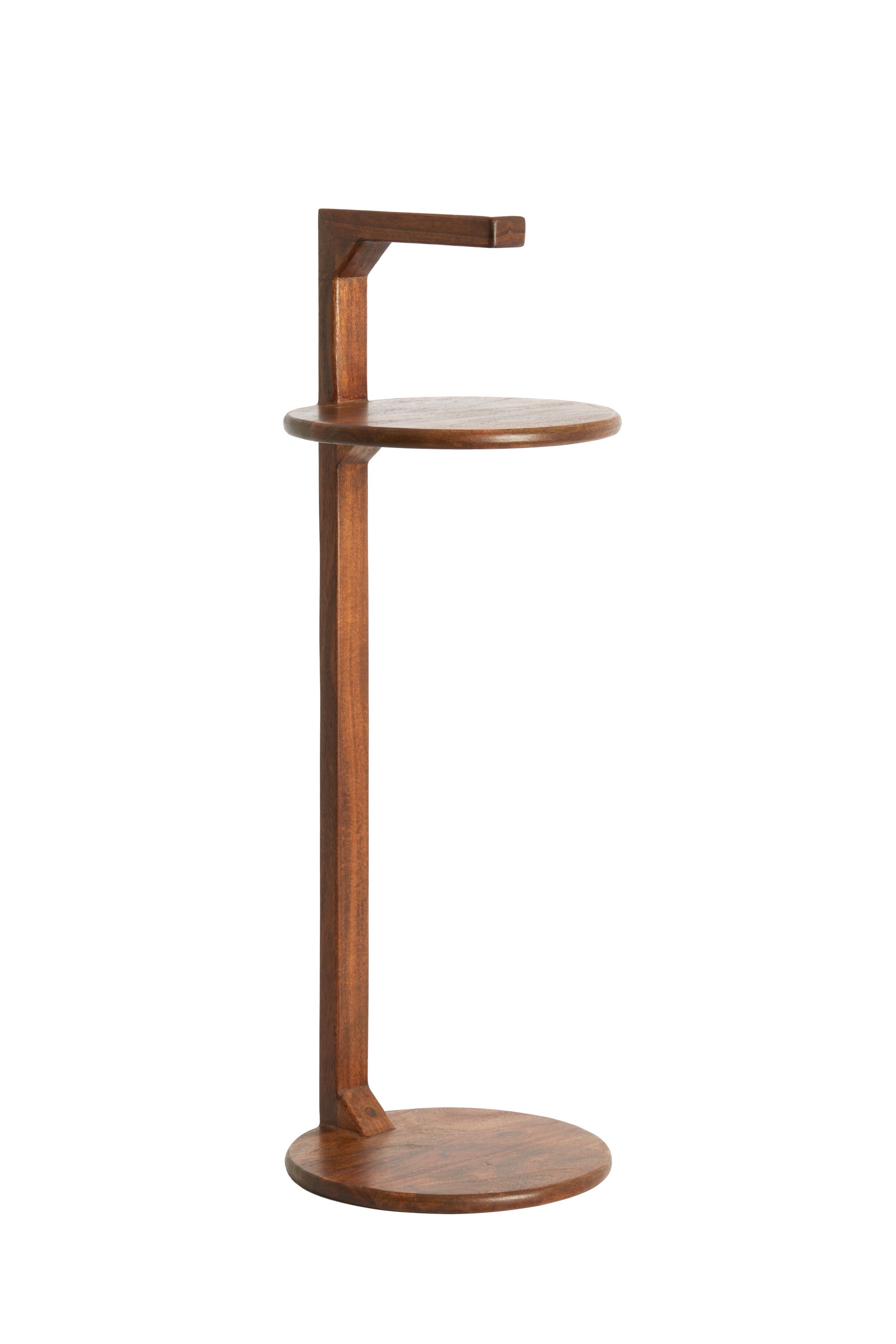 Delmino Brown Acacia Wood Round Side Table