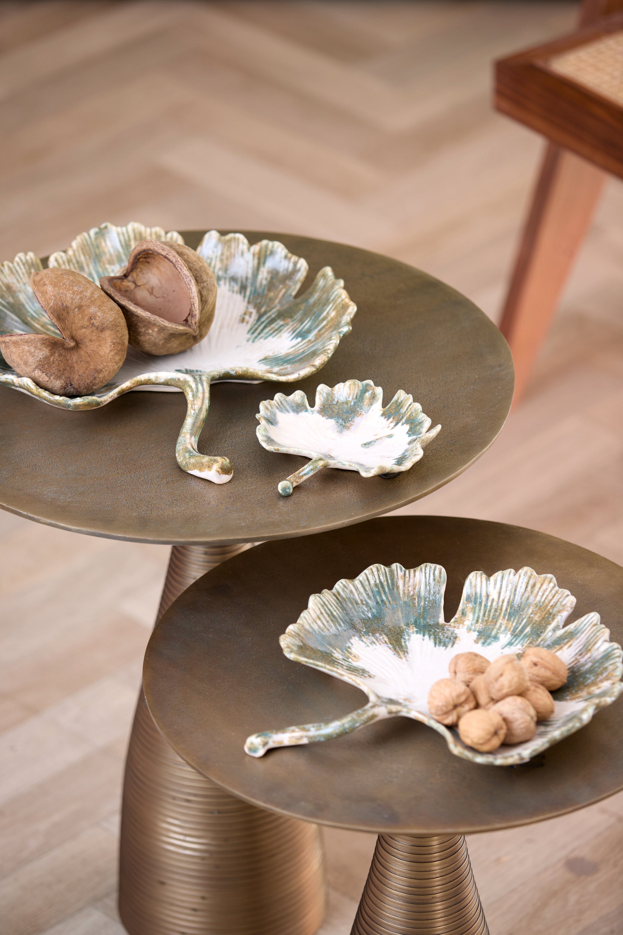 Rediu Cream & Olive Green Ceramic Decorative Bowl