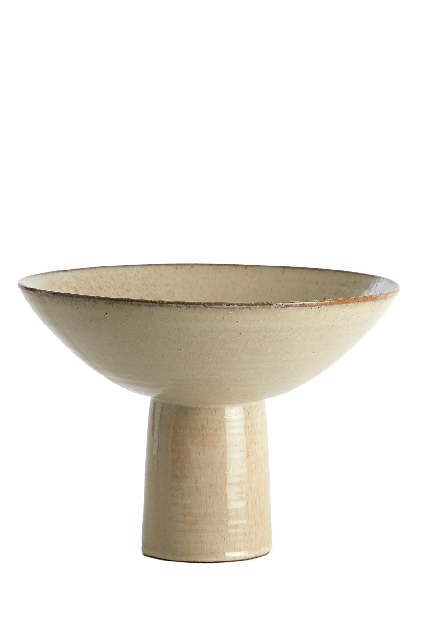 Vasco Gloss Beige Ceramic Decorative Bowl on Stand