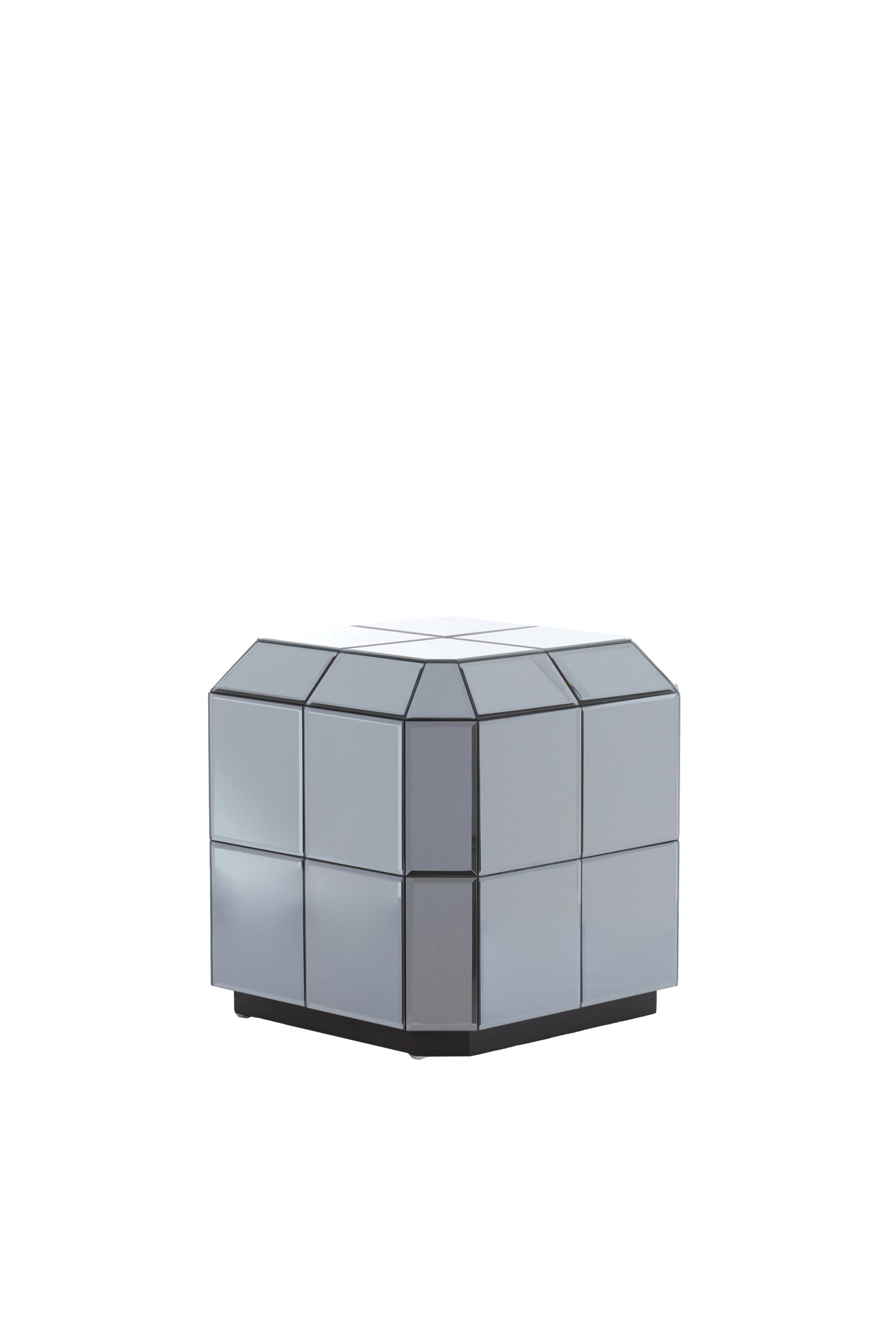 Luciano Smoked Glass Plinth Side Table 40cm