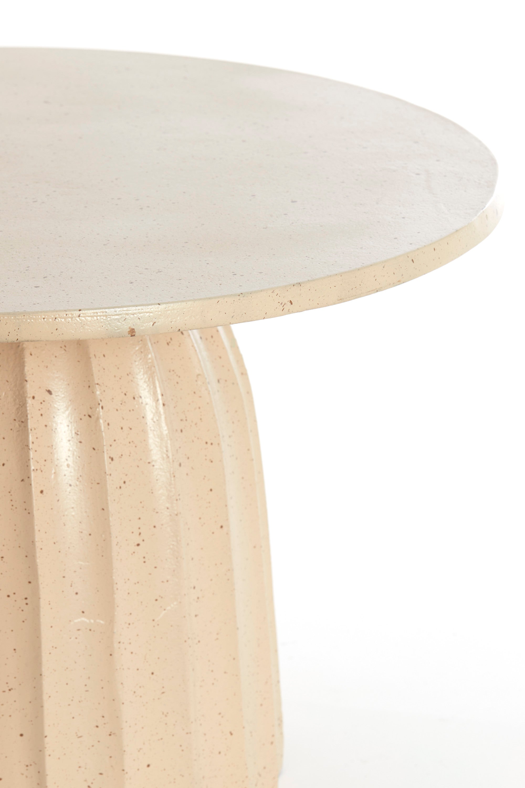 Veglia Matt Sand & Light Brown Spotted Metal Round Side Table 38cm